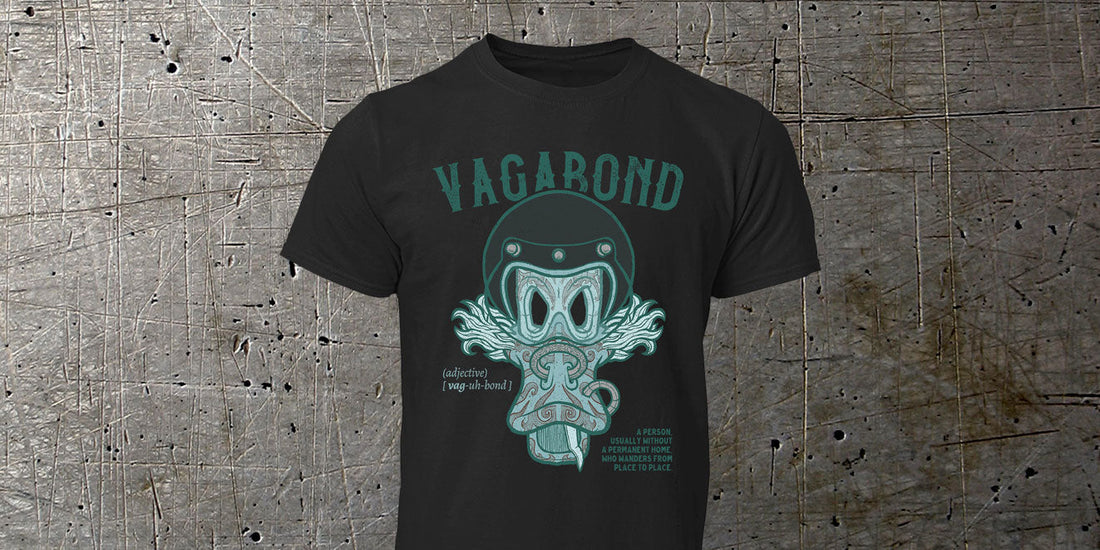 Vagabond motorcycle t-shirt  biker lifestyle apparel  motorcycle t-shirt coffee and gasoline  piston power biker shirt  freedom rider clothing  open road motorcycle gear
