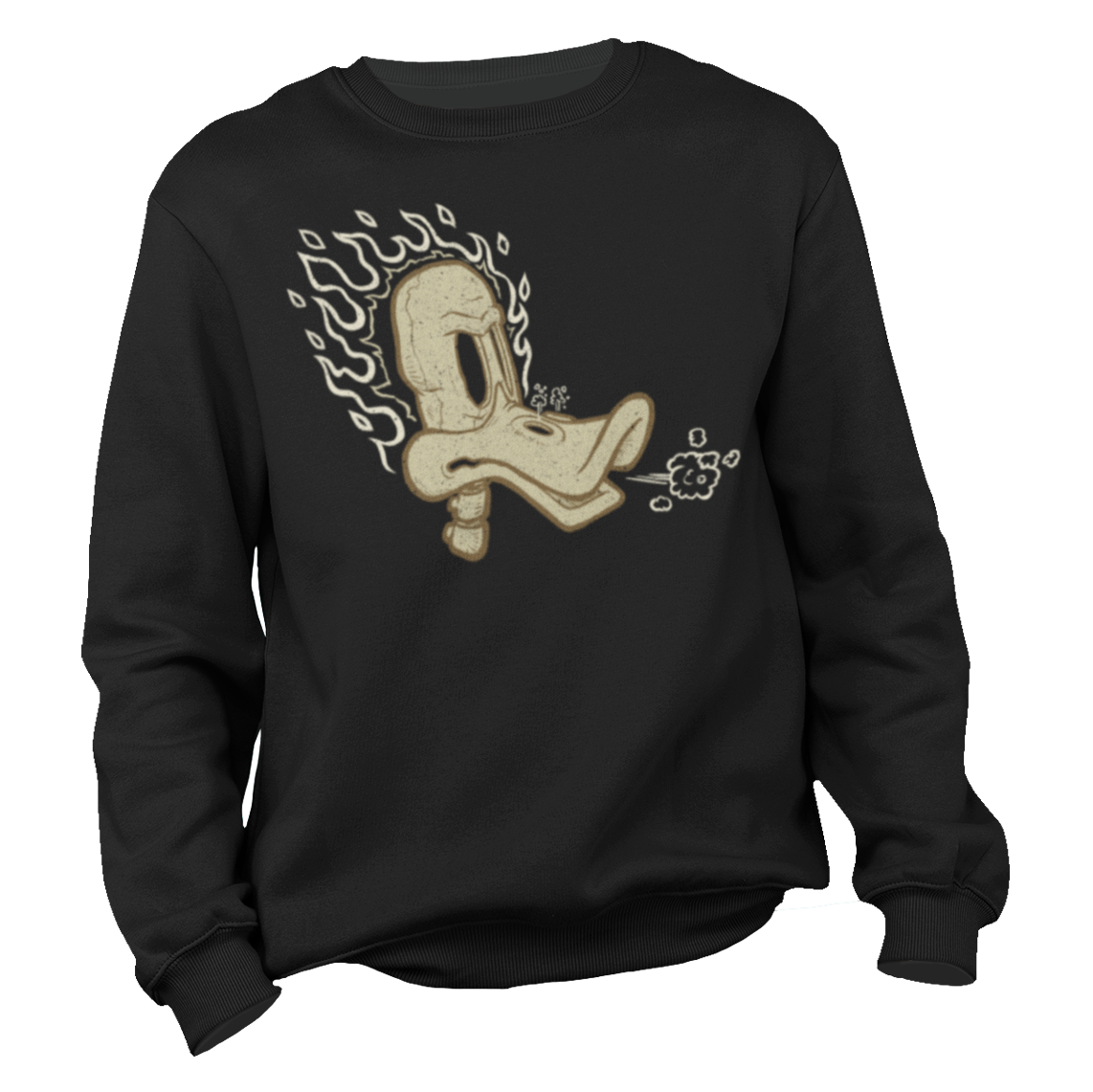 Flaming Duck Skull Motorcycle Sweatshirt