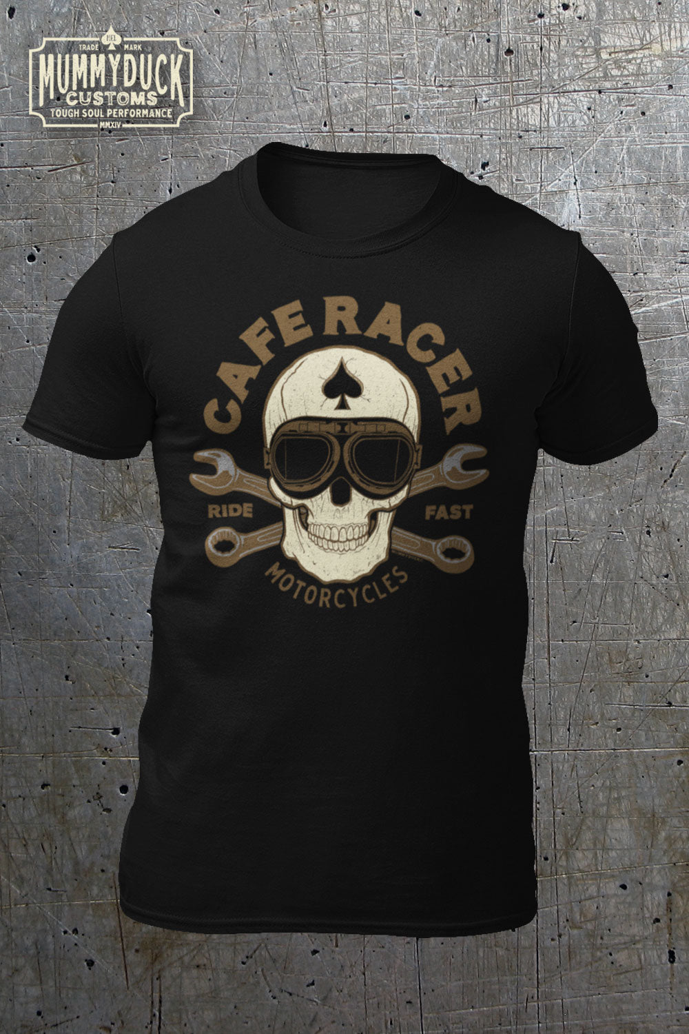 Cafe Racer Ace Skull Motorcycle T-Shirt