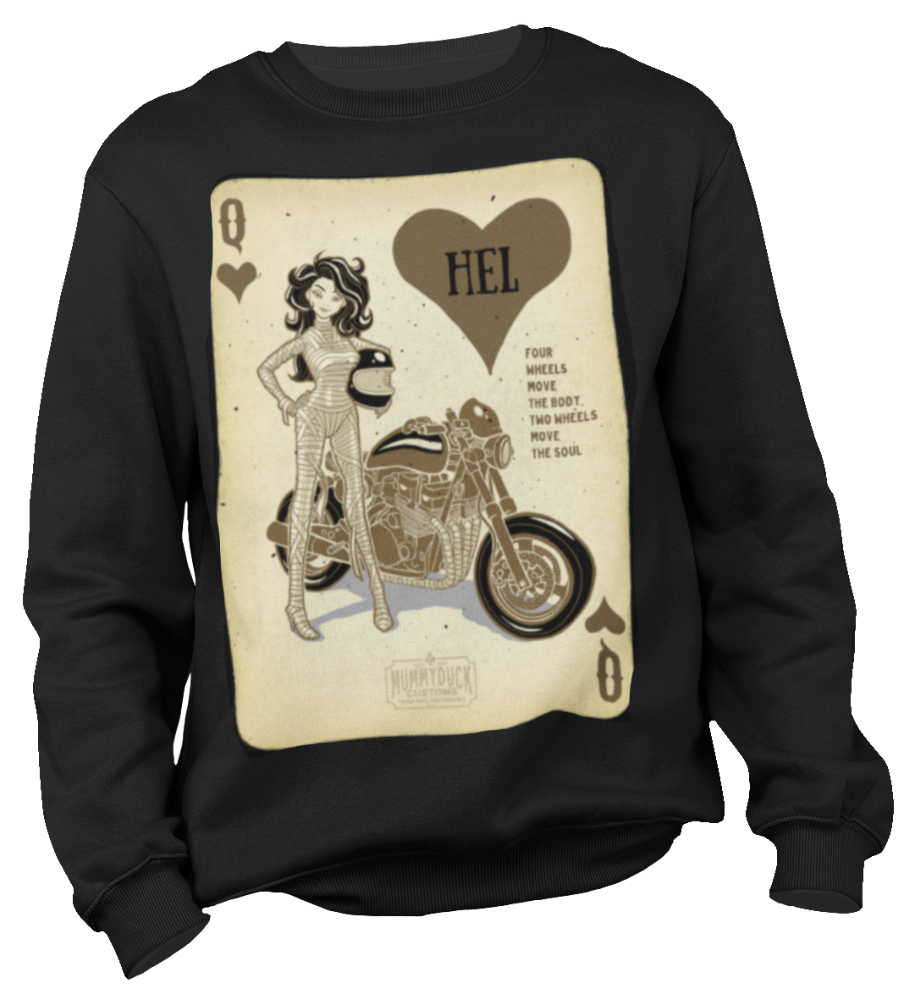 HEL Queen Motorcycle Sweatshirt bound to keep you warm in the colder months. A pre-shrunk, classic fit sweater that's made with air-jet spun yarn for a soft feel and reduced pilling.