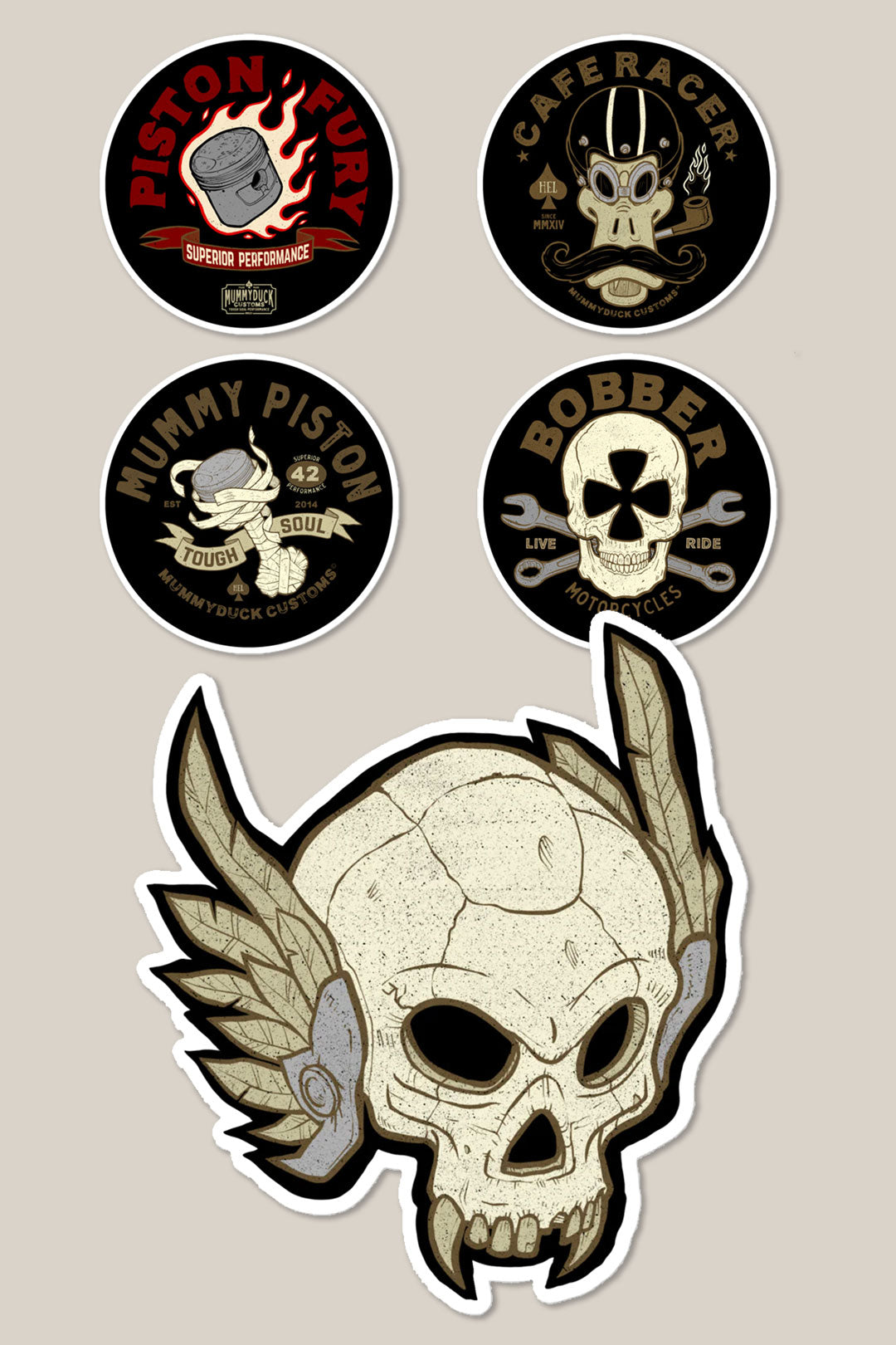 Mummyduck Customs Motorcycle Bubble-free stickers