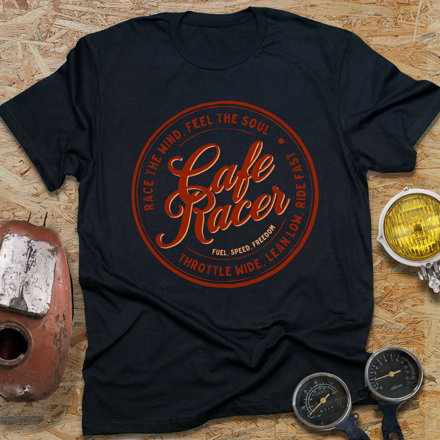 Red Cafe Racer Motorcycle t-shirt