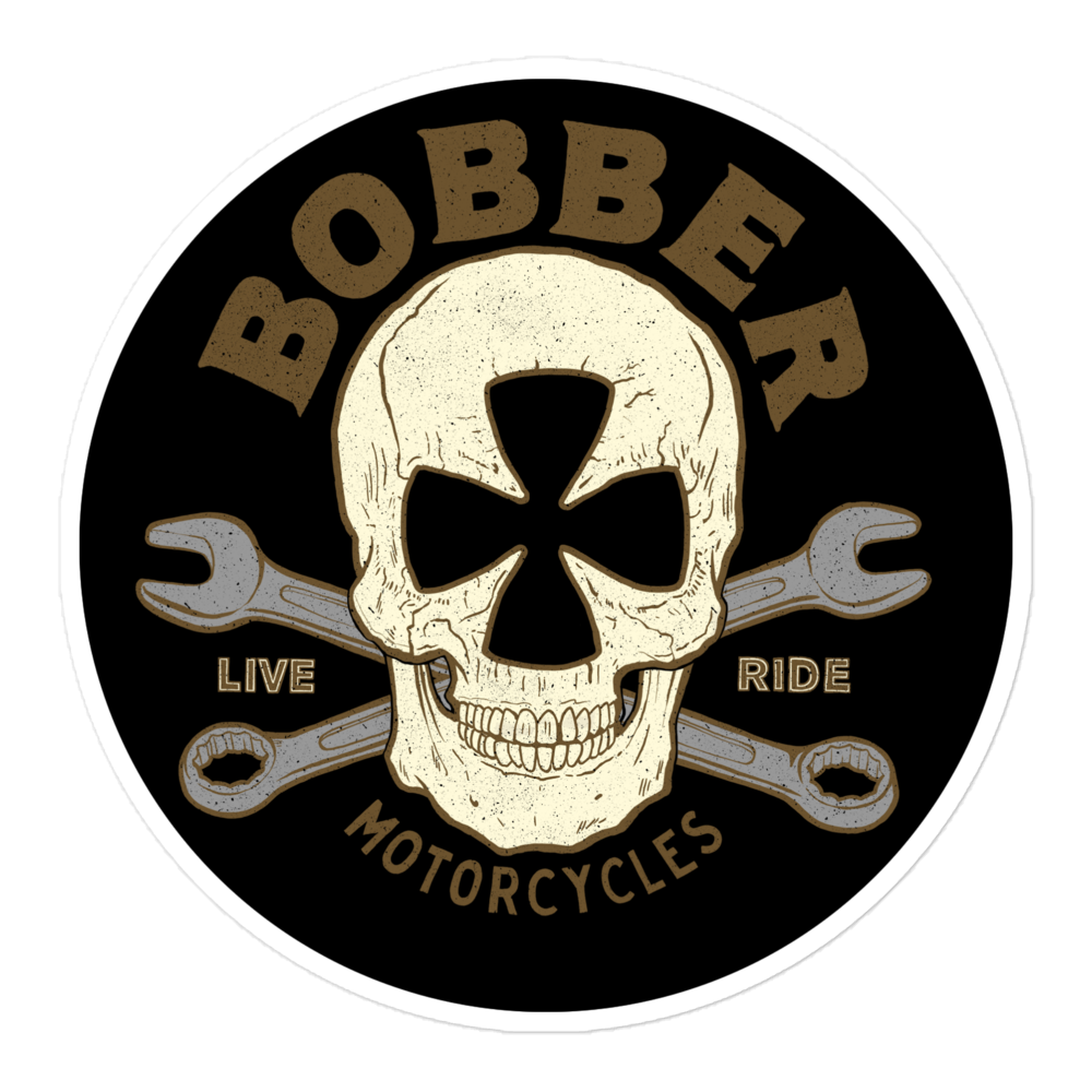 Bobber Maltese Skull Motorcycle Bubble-free stickers