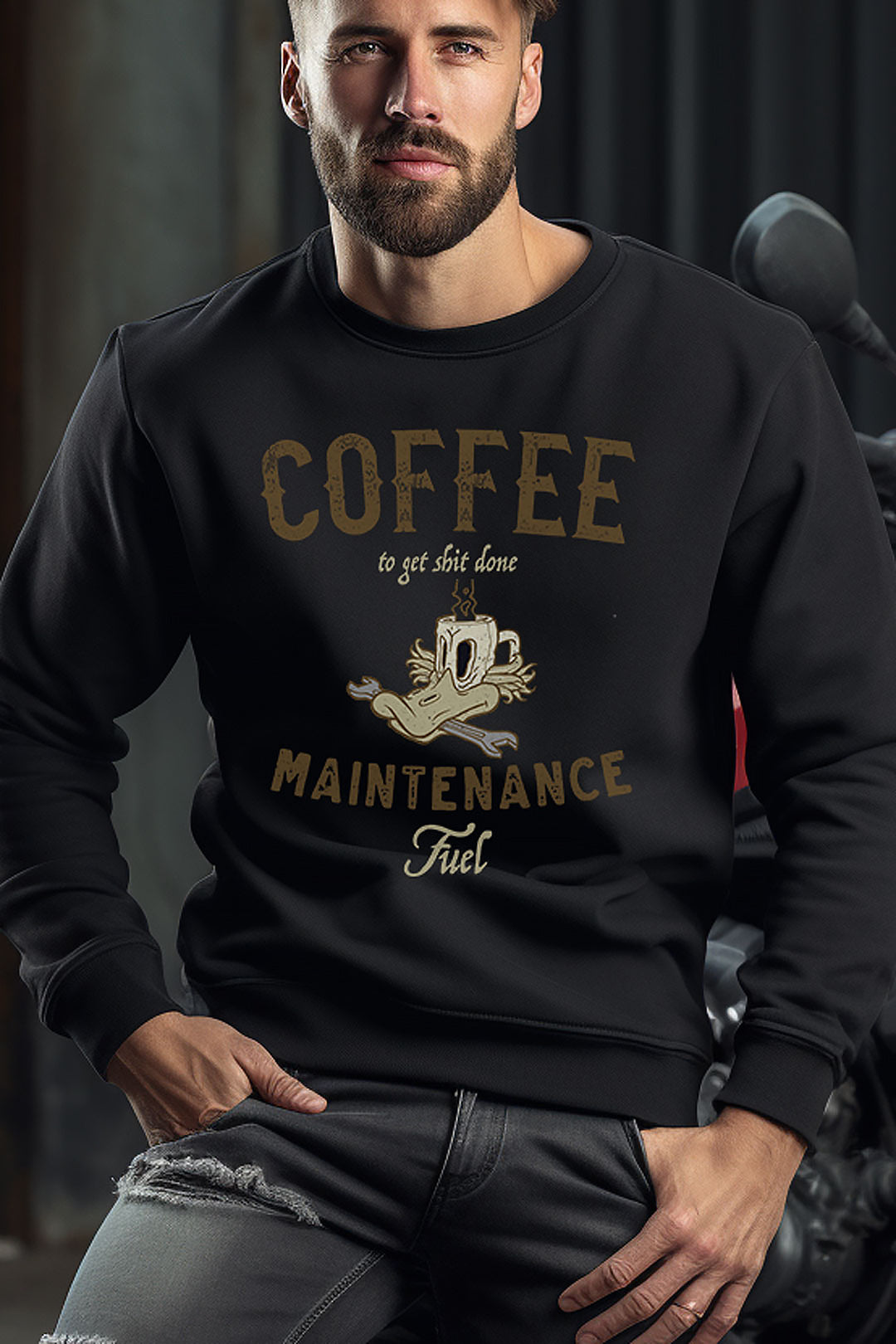 Black Coffee Fuel Motorbike Sweatshirt, soft and lightweight, great for motorbikers powered by coffee