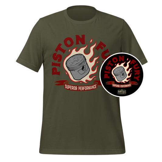 Piston Fury — T-Shirt + Sticker Bundle