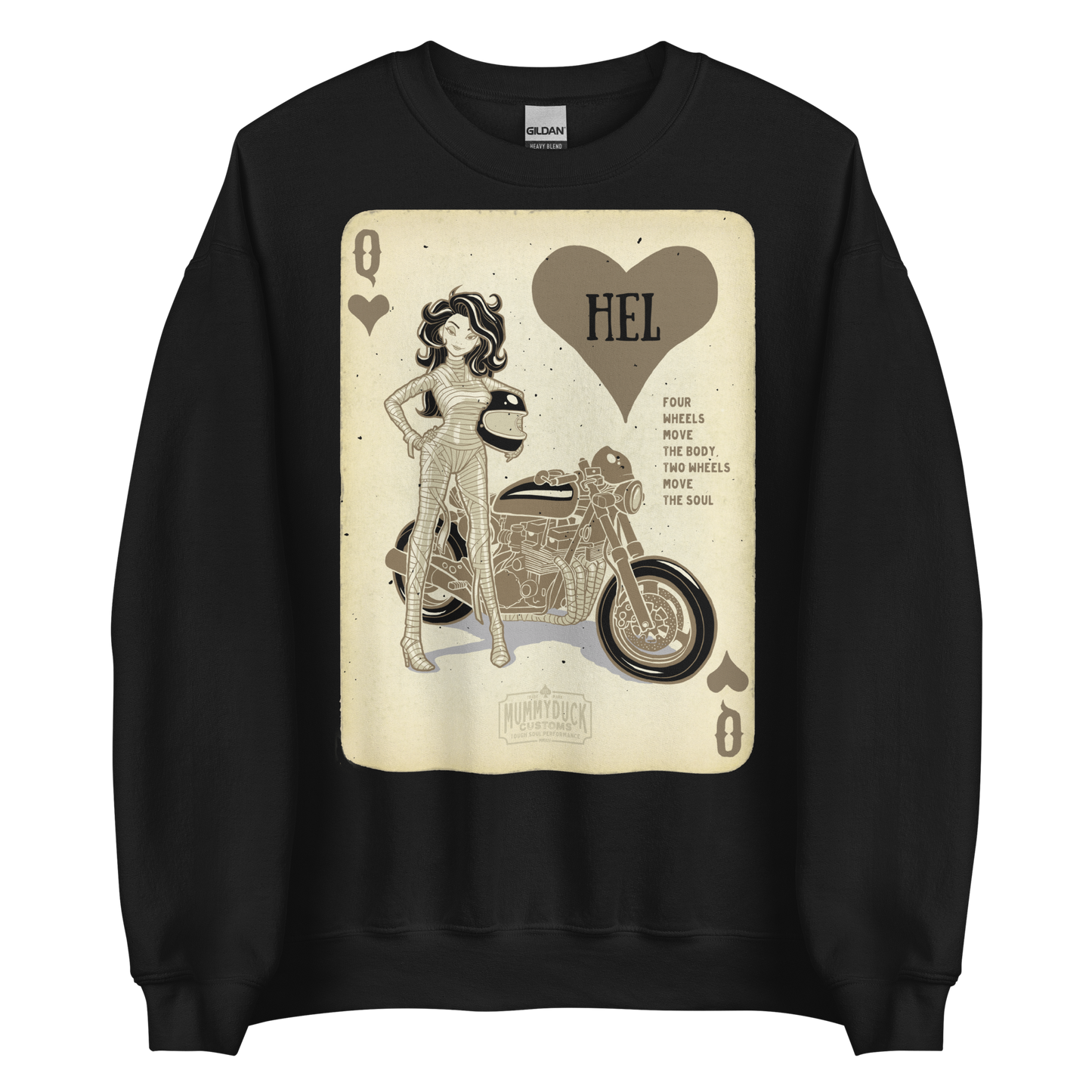 HEL Queen Motorcycle Sweatshirt bound to keep you warm in the colder months. A pre-shrunk, classic fit sweater that's made with air-jet spun yarn for a soft feel and reduced pilling.
