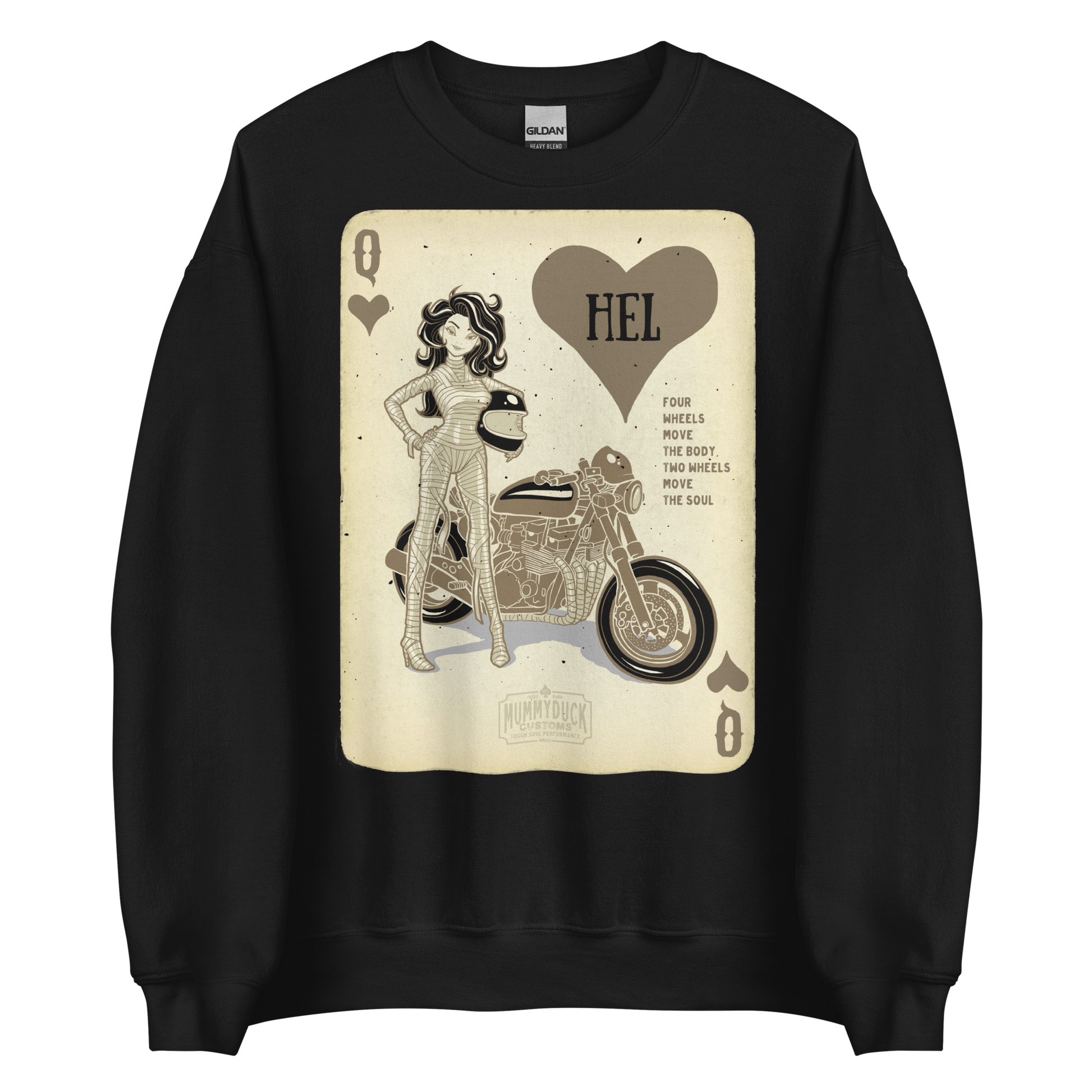 HEL Queen Motorcycle Sweatshirt bound to keep you warm in the colder months. A pre-shrunk, classic fit sweater that's made with air-jet spun yarn for a soft feel and reduced pilling.