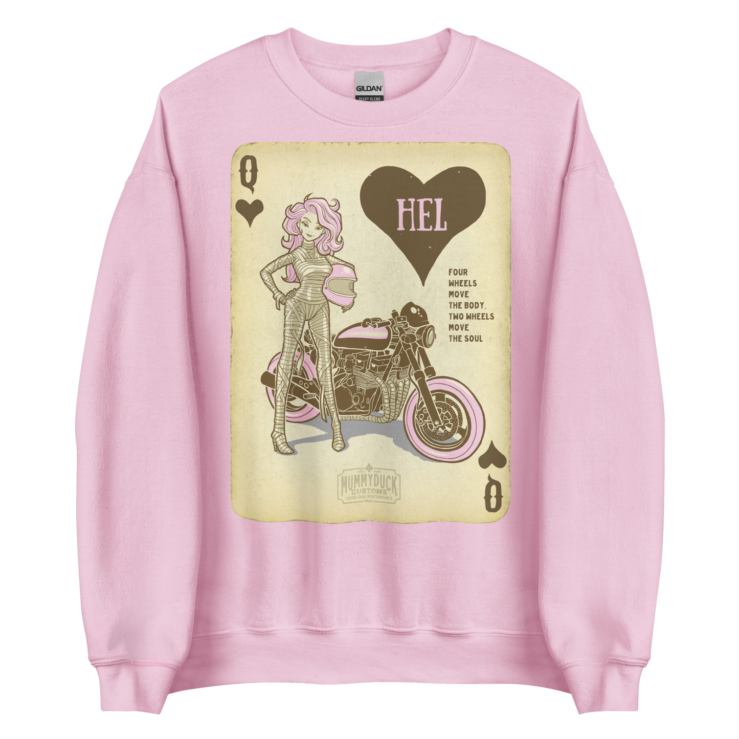 HEL Queen Motorcycle Sweatshirt bound to keep you warm in the colder months. A pre-shrunk, classic fit sweater that's made with air-jet spun yarn for a soft feel and reduced pilling.