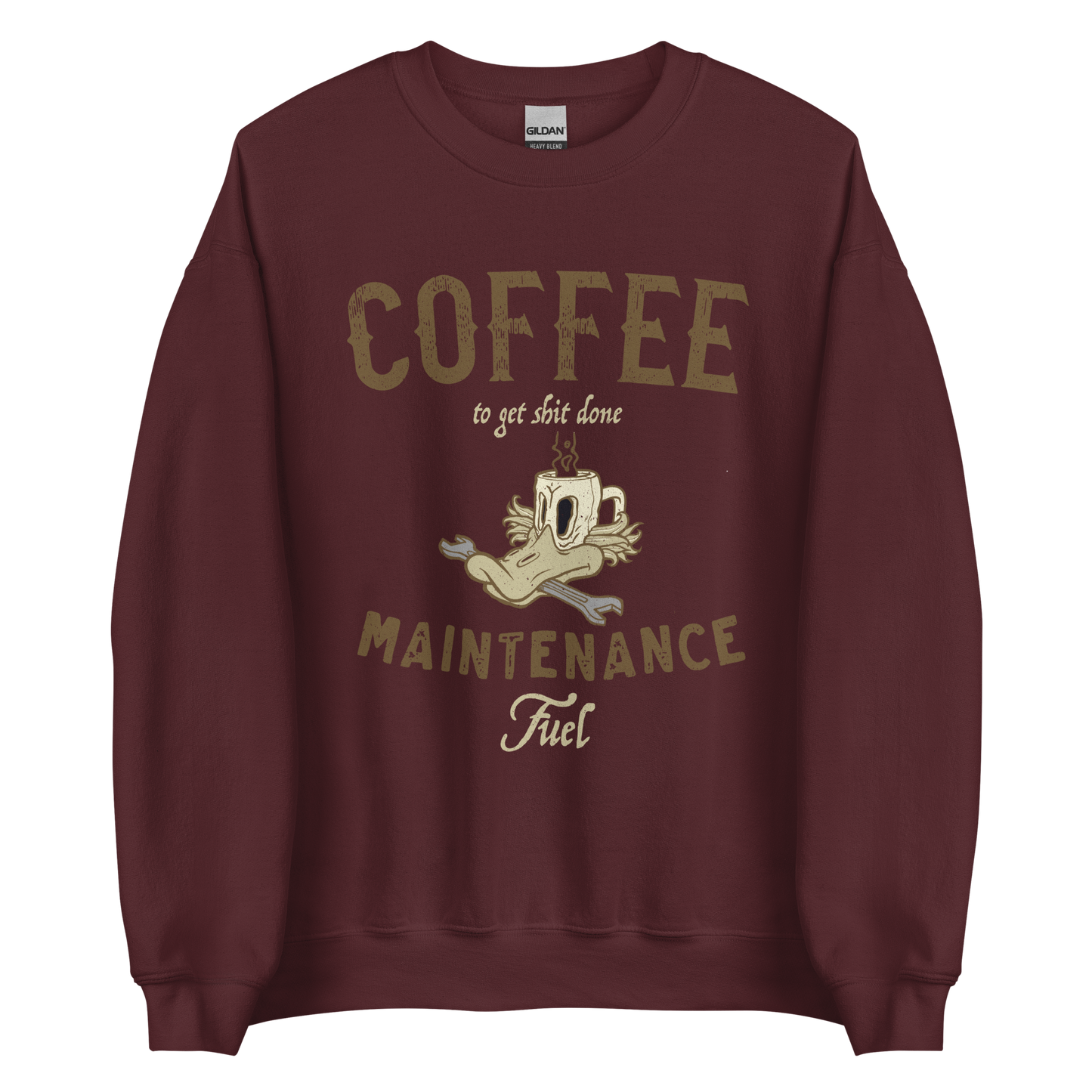 Maroon Coffee Fuel Motorbike Sweatshirt, crafted from soft lightweight fabric, ideal for coffee-fueled motorbikers