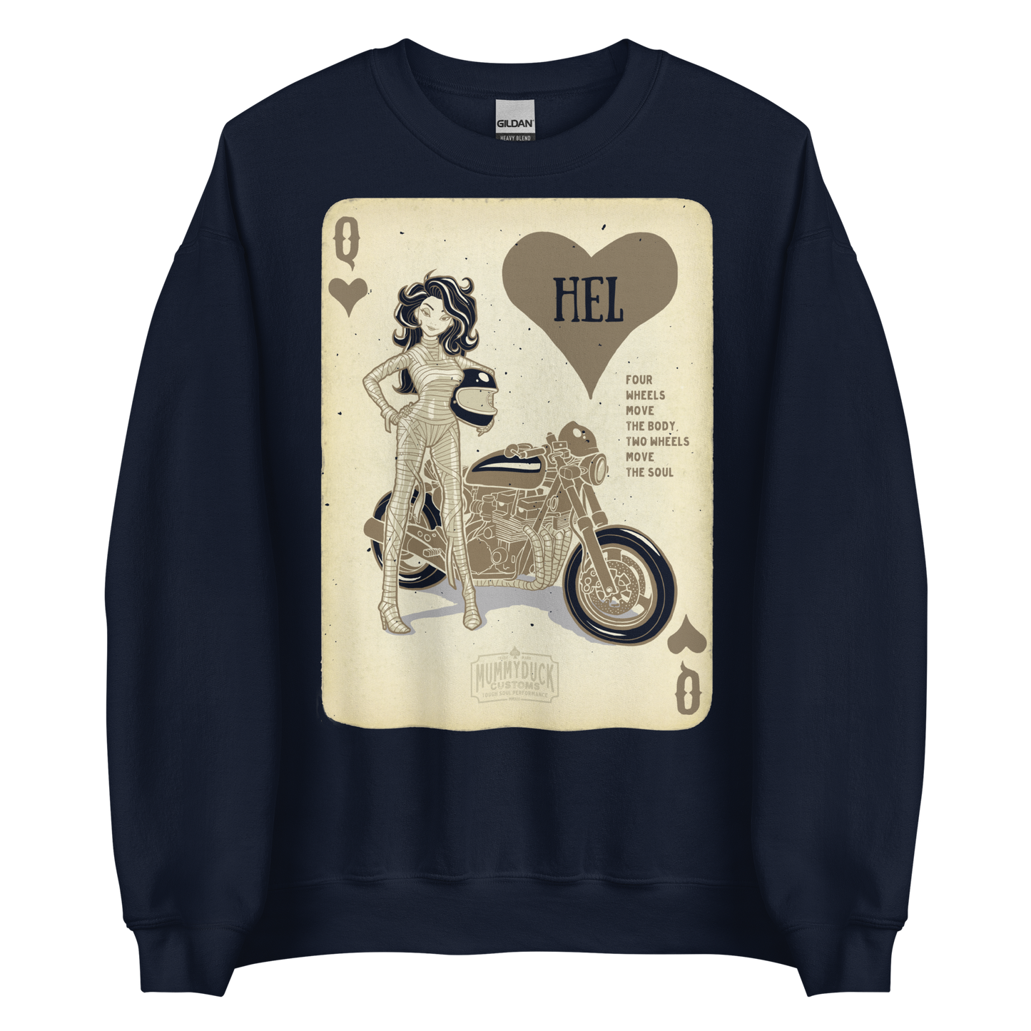 HEL Queen Motorcycle Sweatshirt bound to keep you warm in the colder months. A pre-shrunk, classic fit sweater that's made with air-jet spun yarn for a soft feel and reduced pilling.