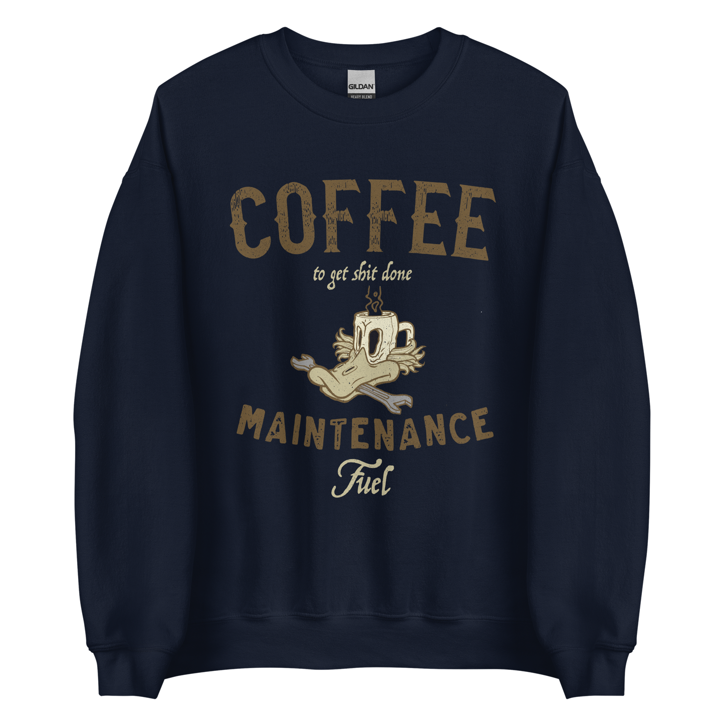 Navy Coffee Fuel Motorbike Sweatshirt, soft lightweight fabric, perfect for motorbikers who enjoy coffee on the go