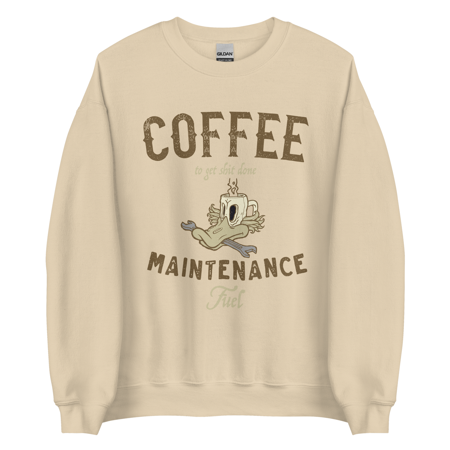 Sand Coffee Fuel Motorbike Sweatshirt, made from soft lightweight material, perfect for coffee-enthusiast motorbikers