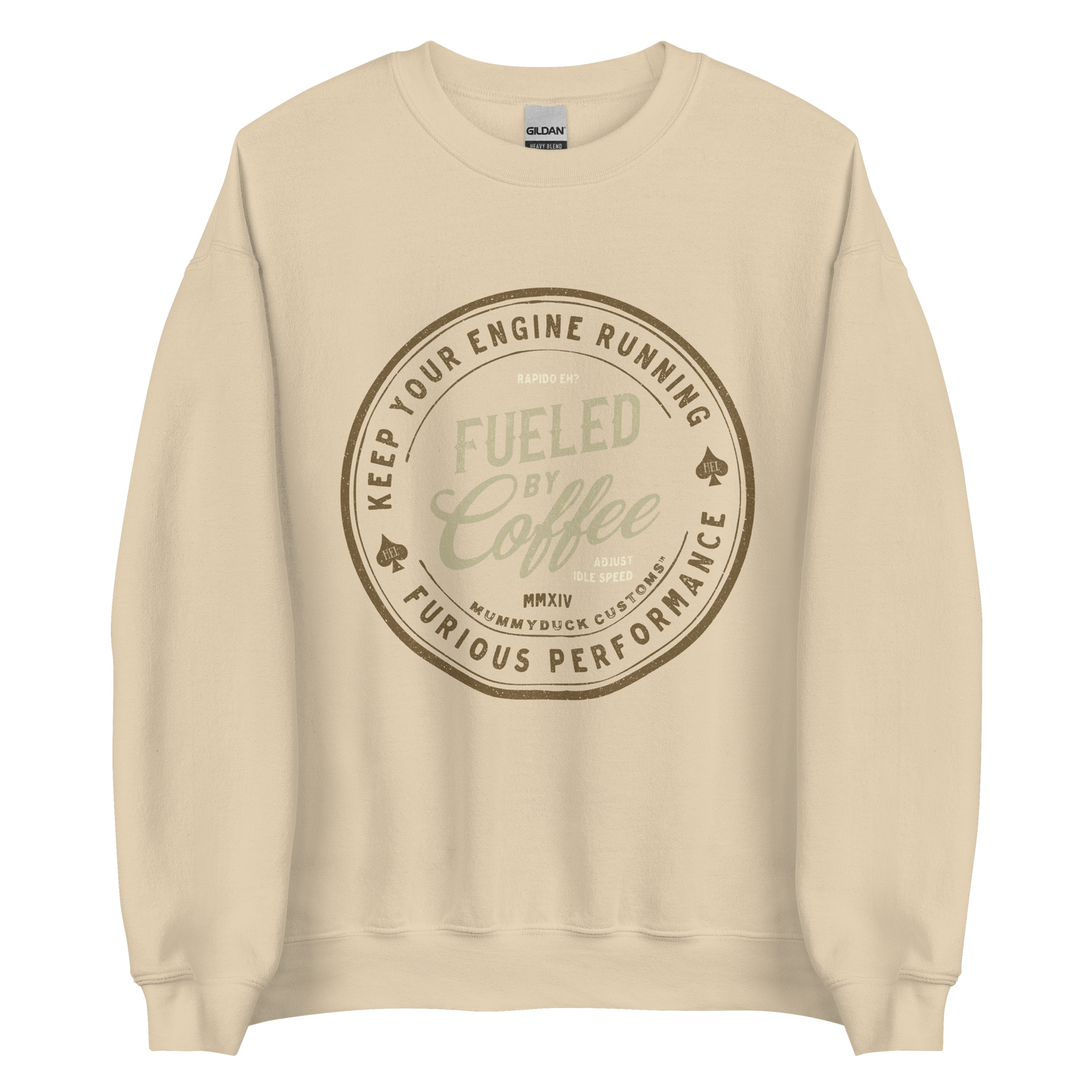 Sand Fueled By Coffee Motorbike Sweatshirt, in soft lightweight material, excellent for motorbikers who are fueled by coffee