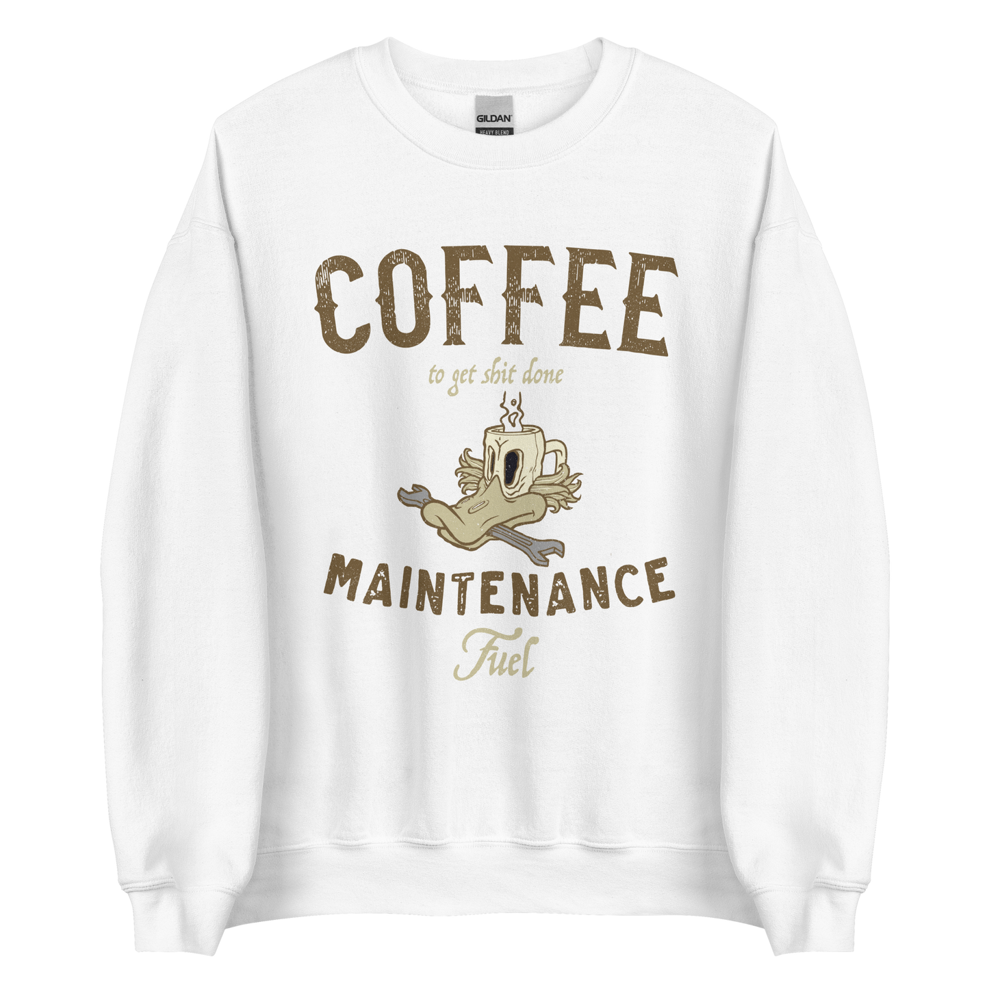 White Coffee Fuel Motorbike Sweatshirt, made with soft lightweight material, great for motorbikers powered by coffee