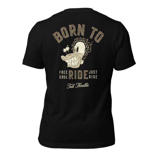 black Born to Ride motorcycle t-shirt with vintage biker design