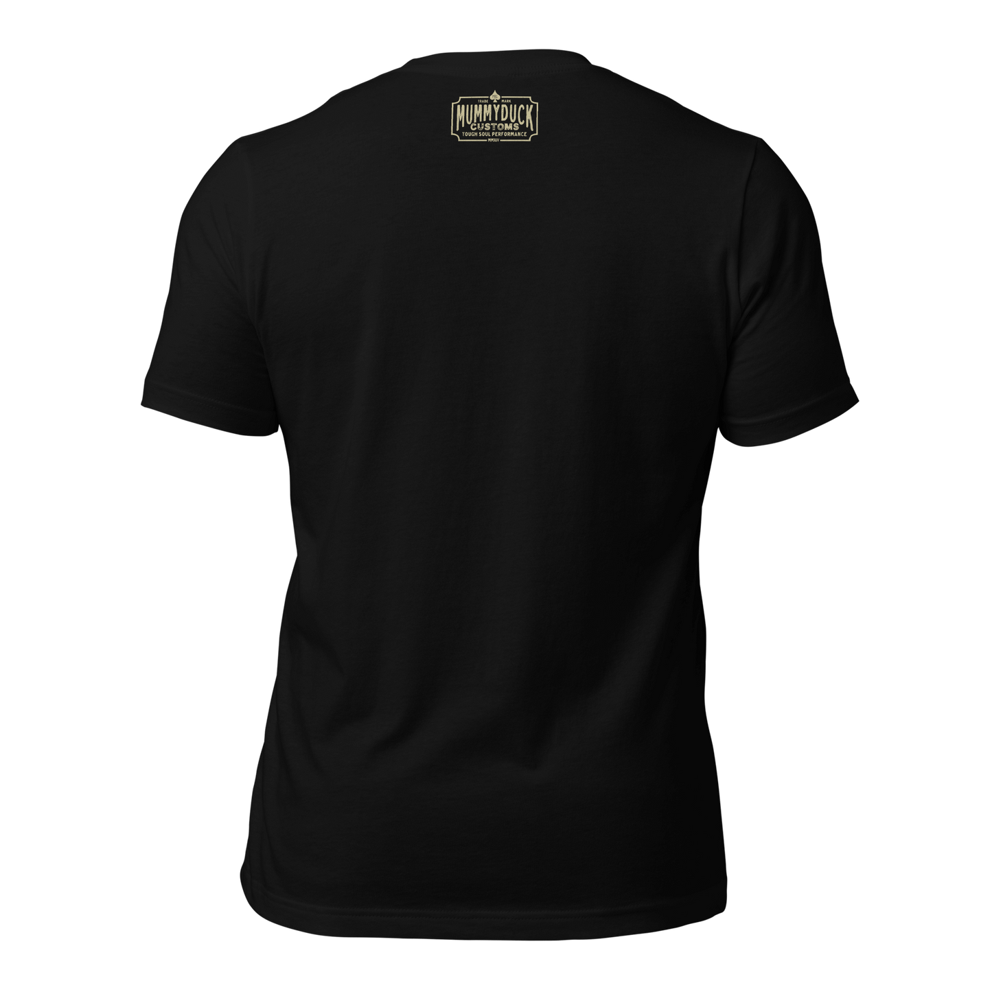 Back view of a black Relic Riders motorcycle t-shirt featuring a logo at the neckline. Perfect for bike enthusiasts.