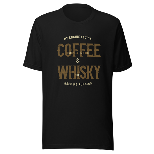 Coffee & Whisky T-shirt Motorcycle Shirt Keep Engine Running Shirt Coffee Shirt Lover Whisky Lover Tee Whisky Shirt Bourbon shirt gift