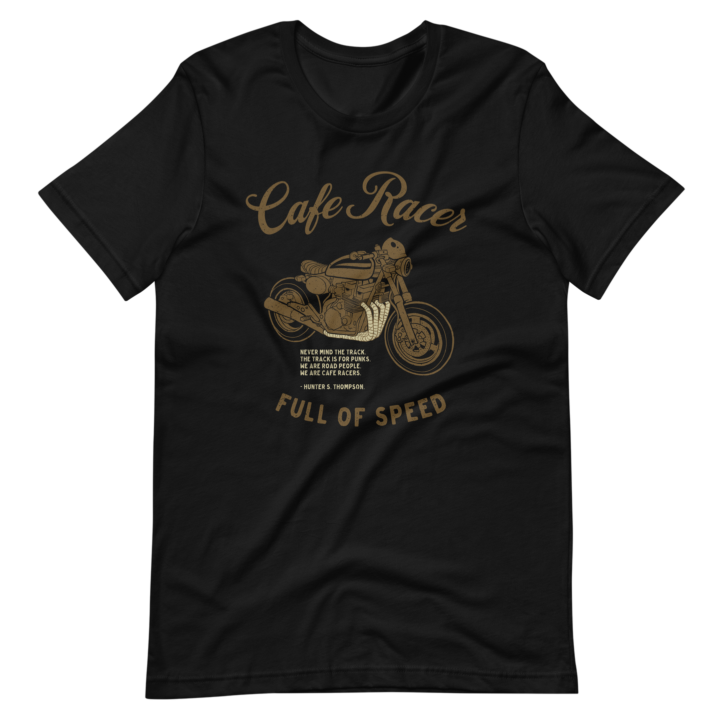 Black Cafe Racer T-shirt for Motorbikers, soft lightweight fabric, stylish and perfect for bikers