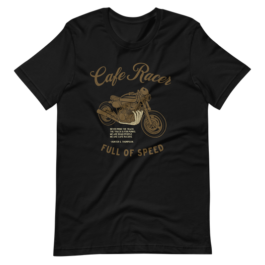 Black Cafe Racer T-shirt for Motorbikers, soft lightweight fabric, stylish and perfect for bikers