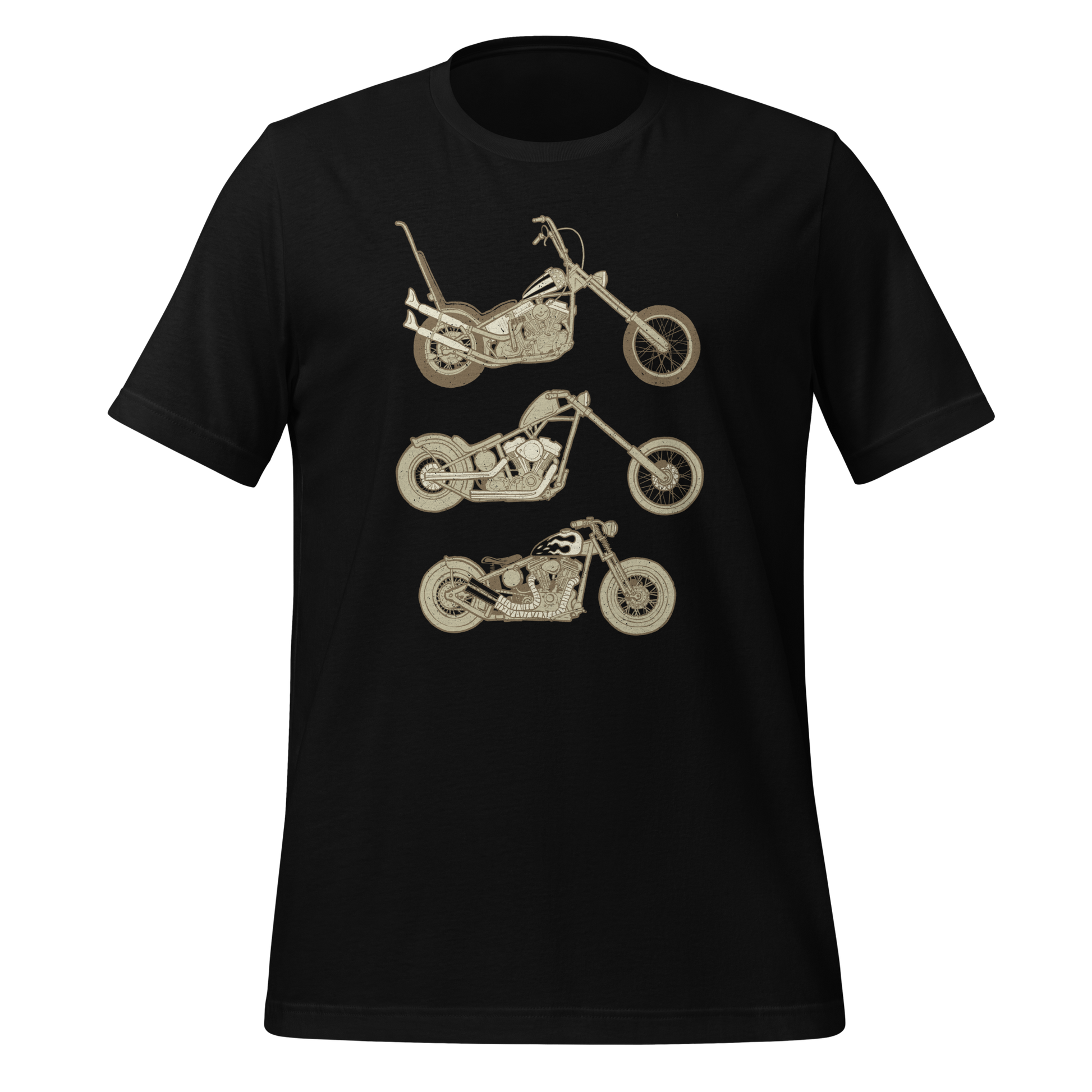 Hit the road in style with the black Harley Biker T-shirt—a custom motorcycle shirt for the easy rider, featuring a cool design perfect for the biker journey. This Bobber Rider Shirt is ideal road trip gear and a must-have for any biker lover.