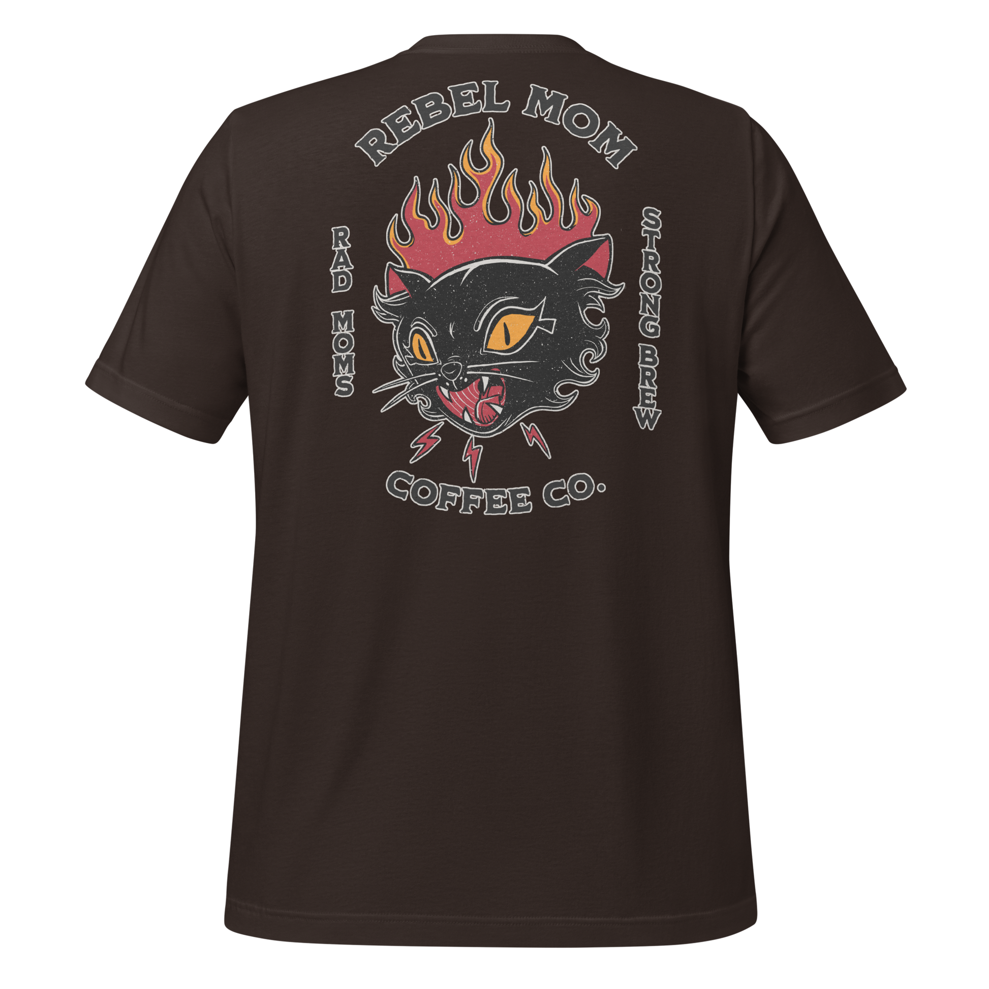 This brown tee is for the moms who fuel their mornings with strong coffee and stronger willpower.
Founder of the unofficial garage café, head barista of rebellion—she don’t just sip, she roars.