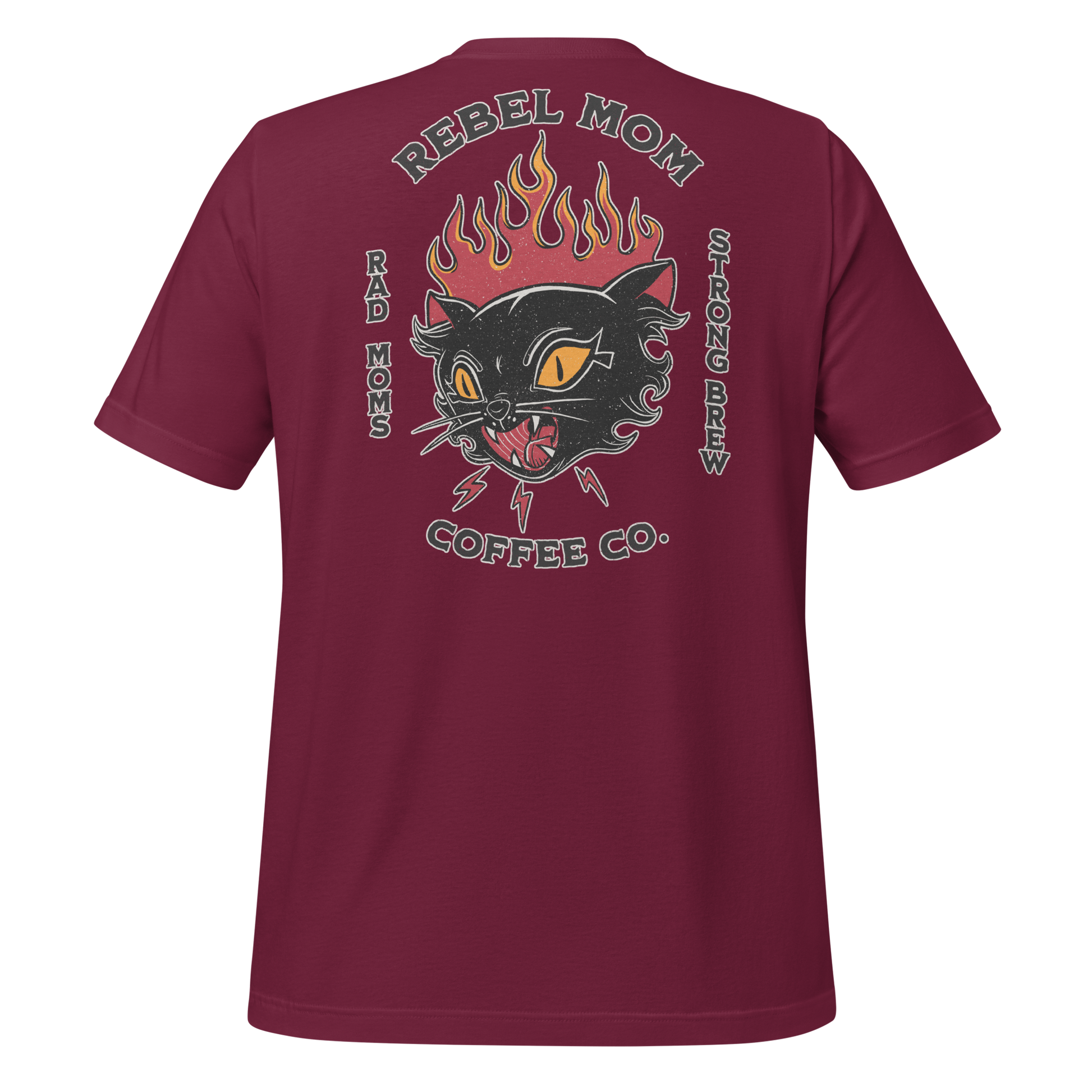 This maroon tee is for the moms who fuel their mornings with strong coffee and stronger willpower.
Founder of the unofficial garage café, head barista of rebellion—she don’t just sip, she roars.