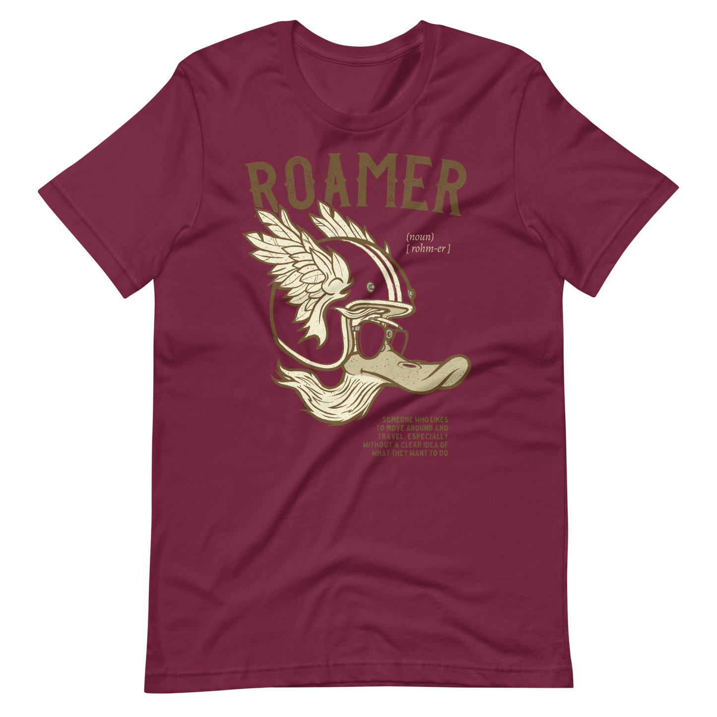 maroon Roamer Spontaneous Travel T-shirt Adventure Spirit Tee No Destination Shirt Wandering Gift Idea Exploration Shirt Motorcycle Journey Apparel