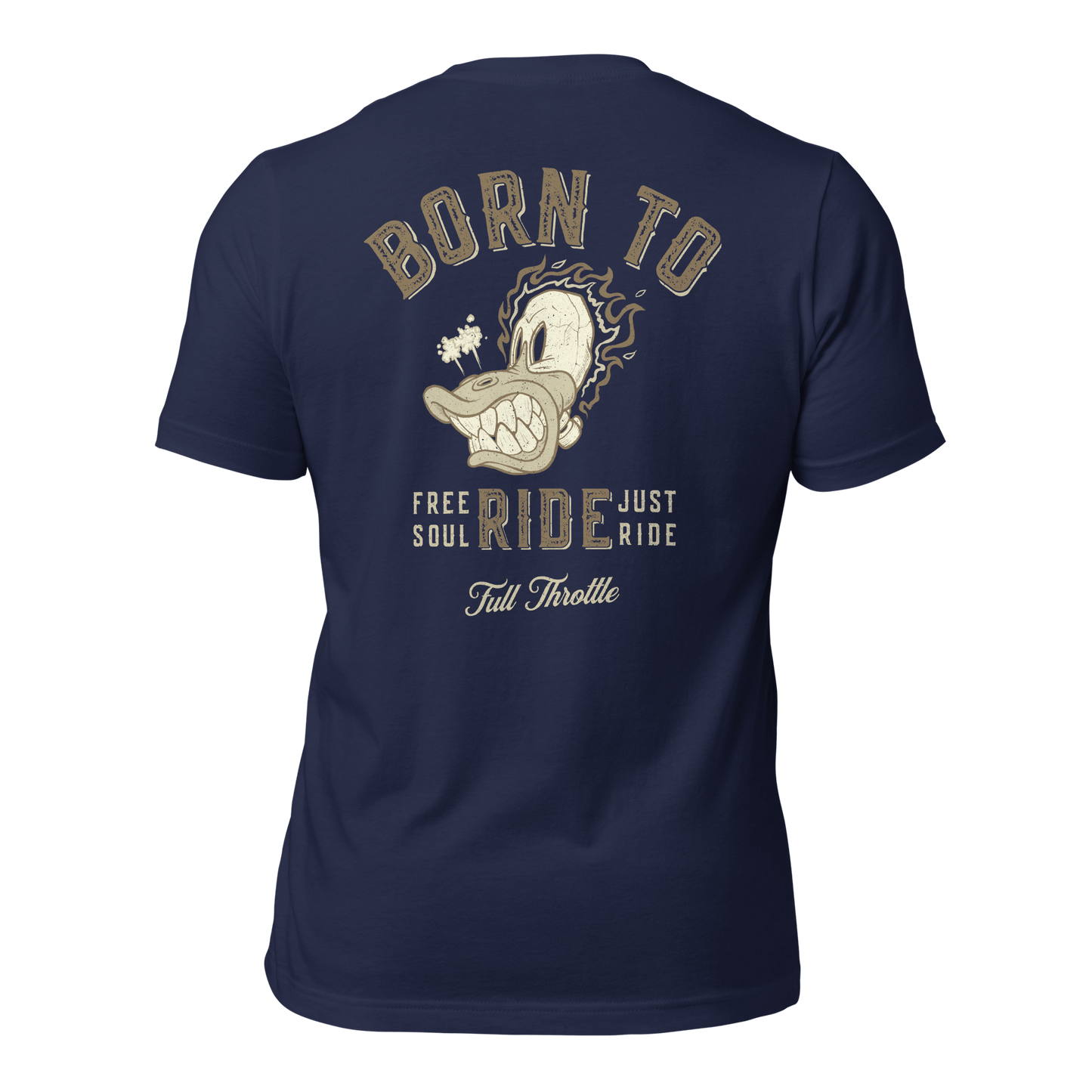 navy, Graphic t-shirt for bikers with 'Born to Ride' design, ideal for motorcycle enthusiasts