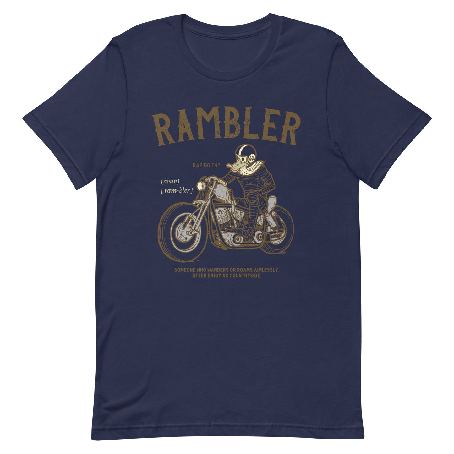 navy Rambler Biker T-shirt Hiking Countryside Shirt Vintage Motorcycle Tourer Shirt Traveling Journey Tee Bobber Biker Shirt Harley Davidson Tee