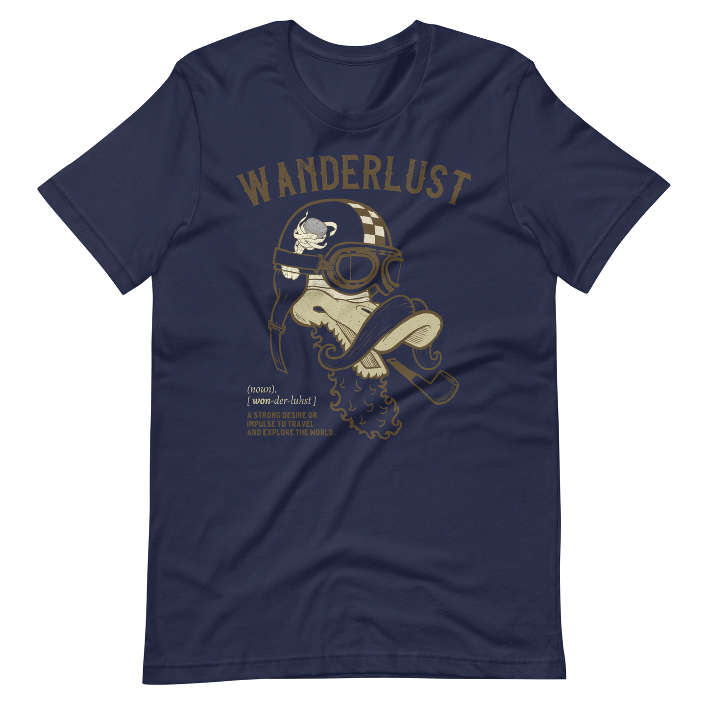 navy Wanderlust Biker T-shirt Tourer Biker Journey Shirt Motorcycle Idea Gift For Road Trip Shirt Travel Adventure Gear For Bikers Journey Shirt