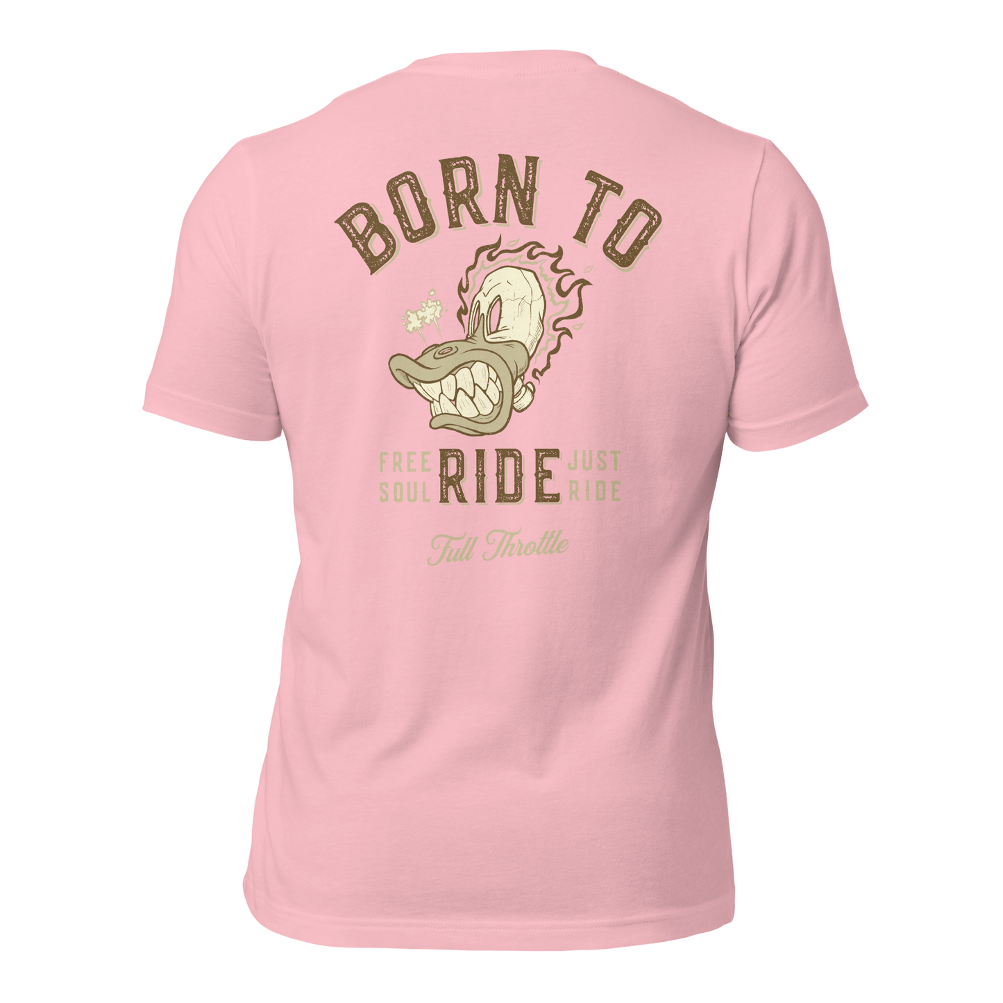 pink Born to Ride' t-shirt with custom mummy duck graphic style for motorcycle fans