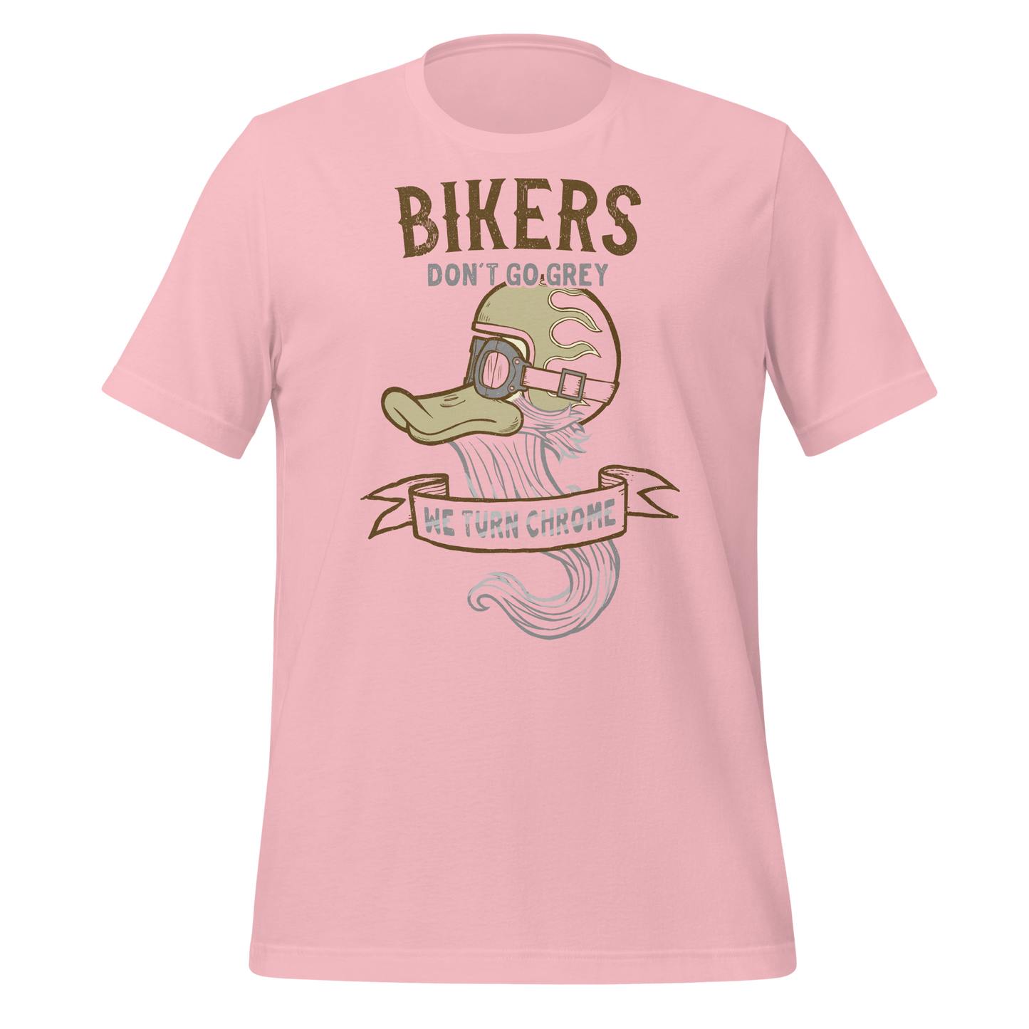 PINK Bikers Don't Go Grey, We Turn Chrome Motorcycle Shirt Biker Gift Idea For Him Old Tourer Shirt Funny Biker Shirt Old Motorcyclist Shirt
