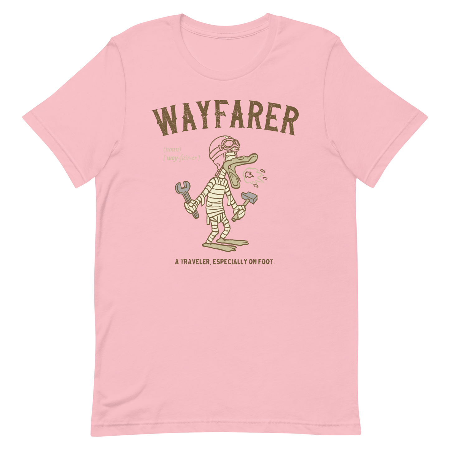 pink Wayfarer Biker on foot T-shirt Road Trip Tourer Motorcycle Gear Journey Shirt Vintage Motorcycle Tee Freedom Rider Tee Humorous Rider Shirt