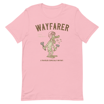 pink Wayfarer Biker on foot T-shirt Road Trip Tourer Motorcycle Gear Journey Shirt Vintage Motorcycle Tee Freedom Rider Tee Humorous Rider Shirt