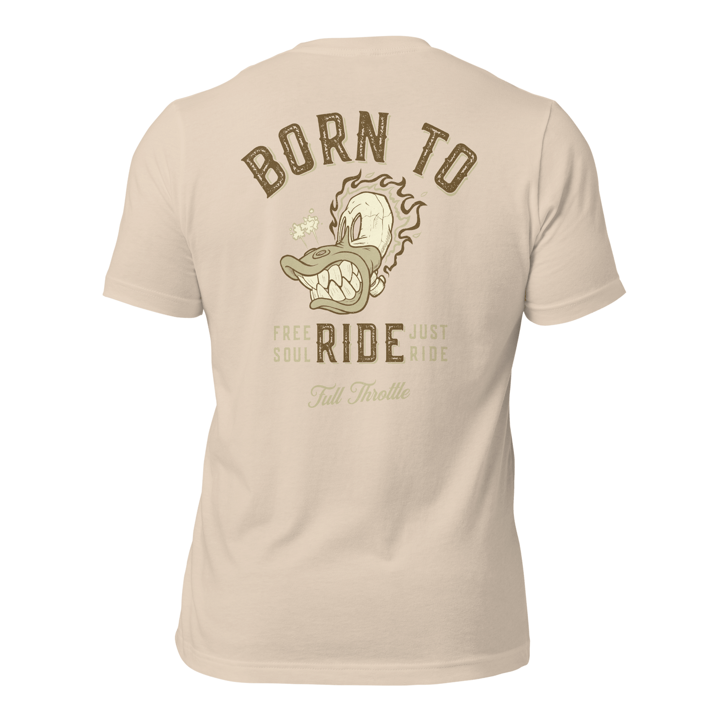 Soft Cream Born to Ride t-shirt for motorcycle lovers, perfect for casual wear on rides or gatherings