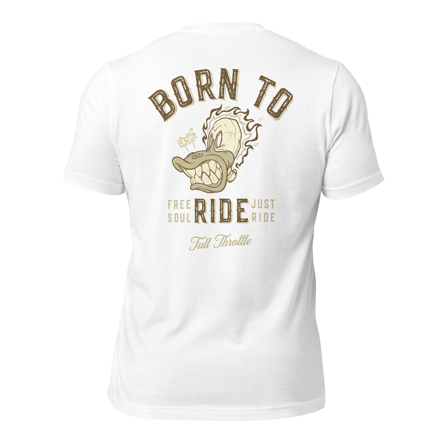 white Born to Ride graphic t-shirt, ideal gift for motorcycle enthusiasts and riders