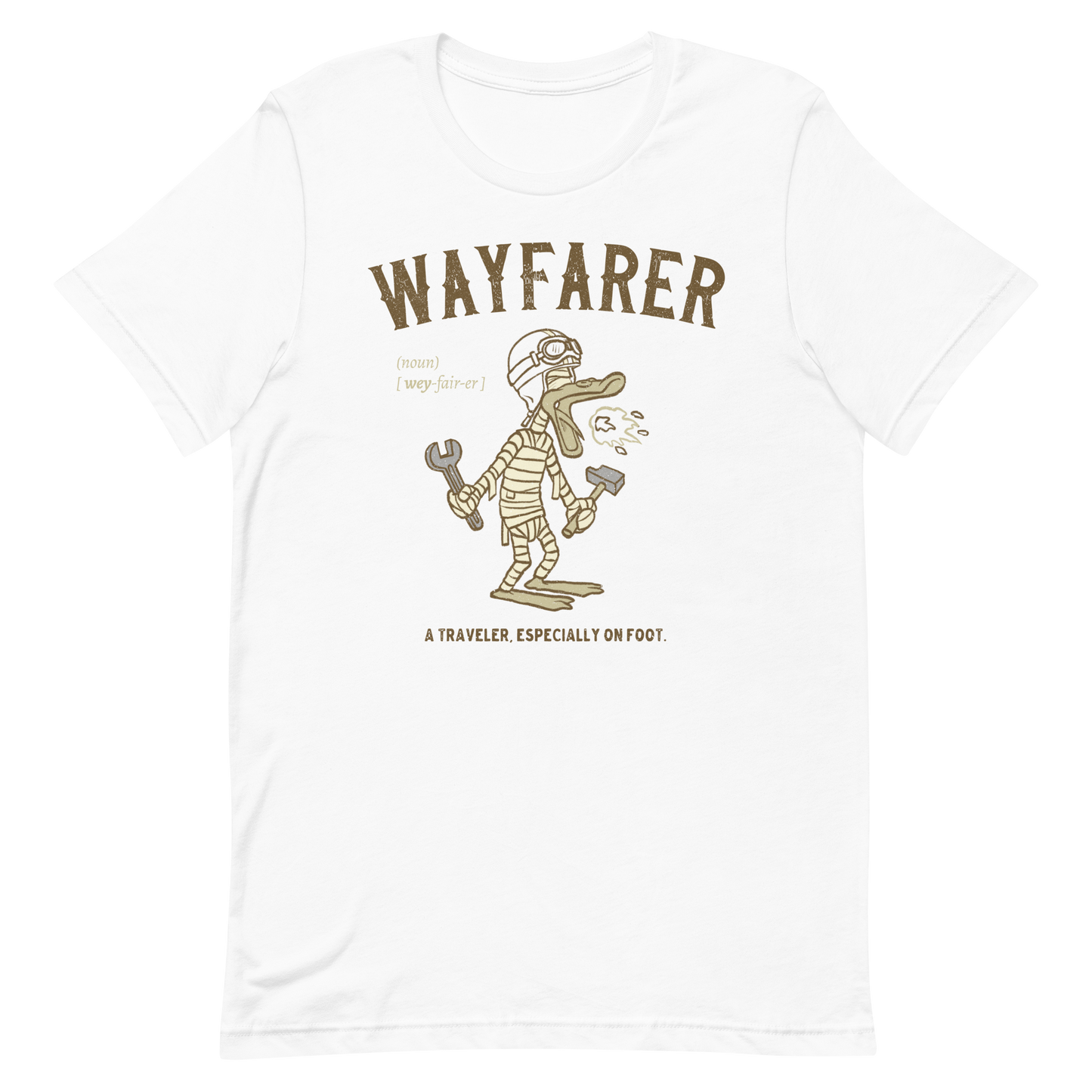 white Wayfarer Biker on foot T-shirt Road Trip Tourer Motorcycle Gear Journey Shirt Vintage Motorcycle Tee Freedom Rider Tee Humorous Rider Shirt