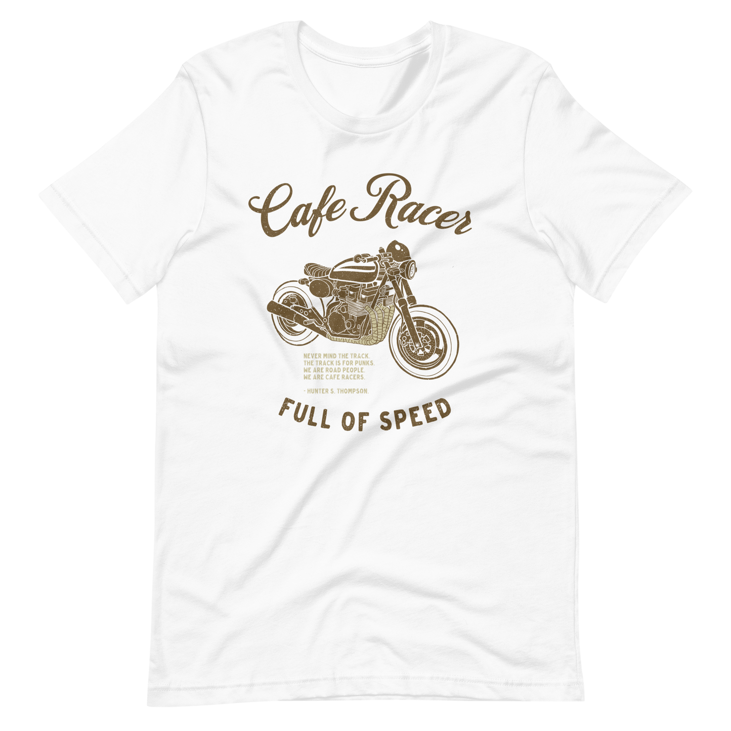 White Cafe Racer T-shirt for Motorbikers, made from soft, lightweight fabric, designed for riders