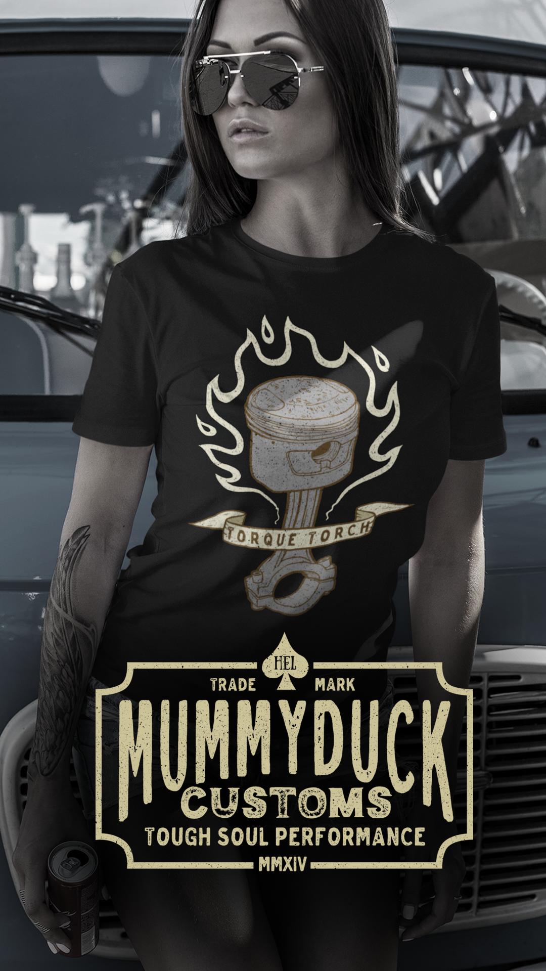 Flaming Piston Motorcycle T-Shirt