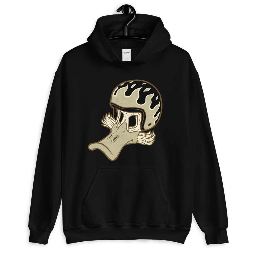 Duck Skull with Flaming Helmet Unisex Motorcycle Hoodie
