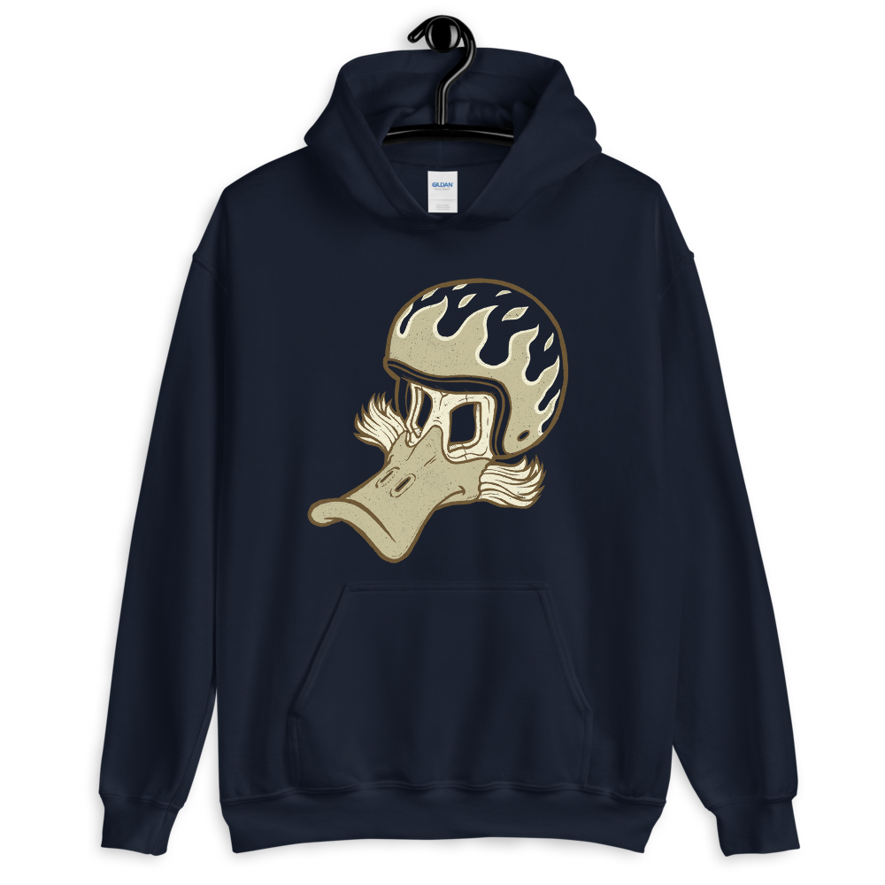 Duck Skull with Flaming Helmet Unisex Motorcycle Hoodie