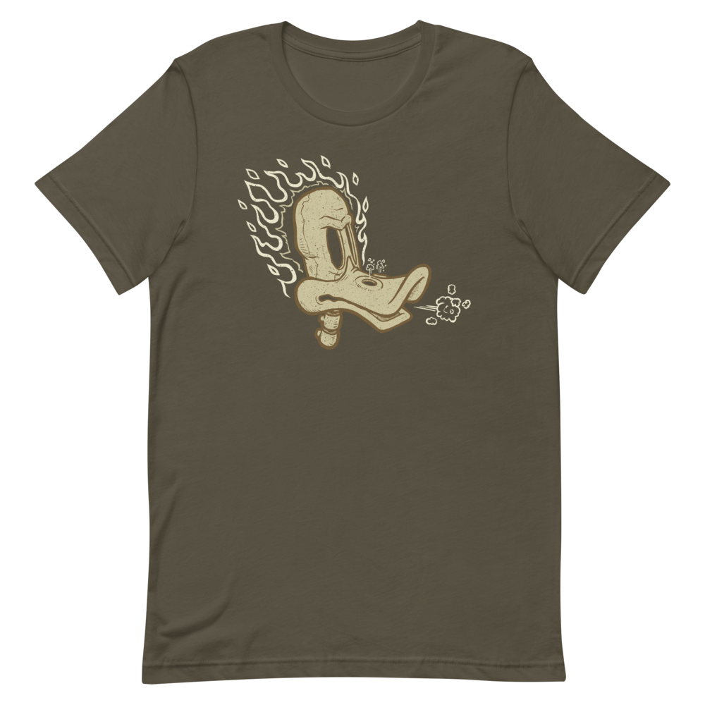 Flaming Duck Skull Motorcycle T-Shirt