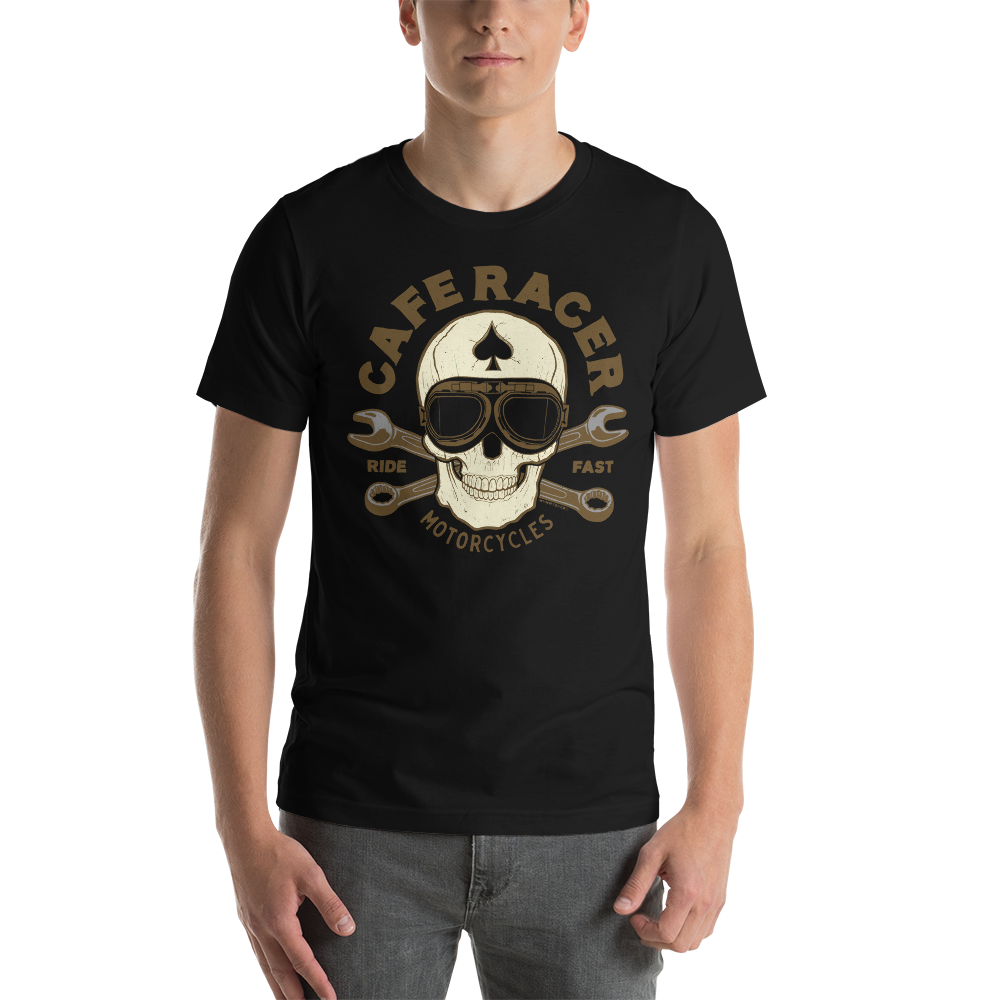 Cafe Racer Ace Skull Motorcycle T-Shirt