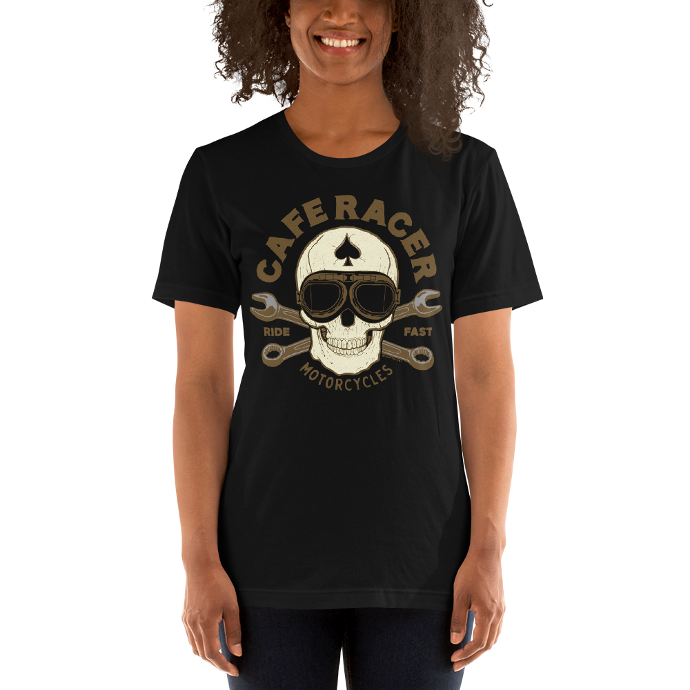 Cafe Racer Ace Skull Motorcycle T-Shirt