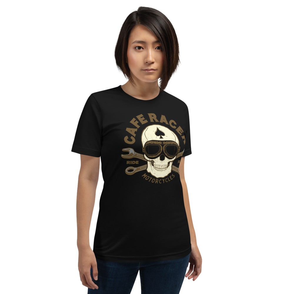 Cafe Racer Ace Skull Motorcycle T-Shirt
