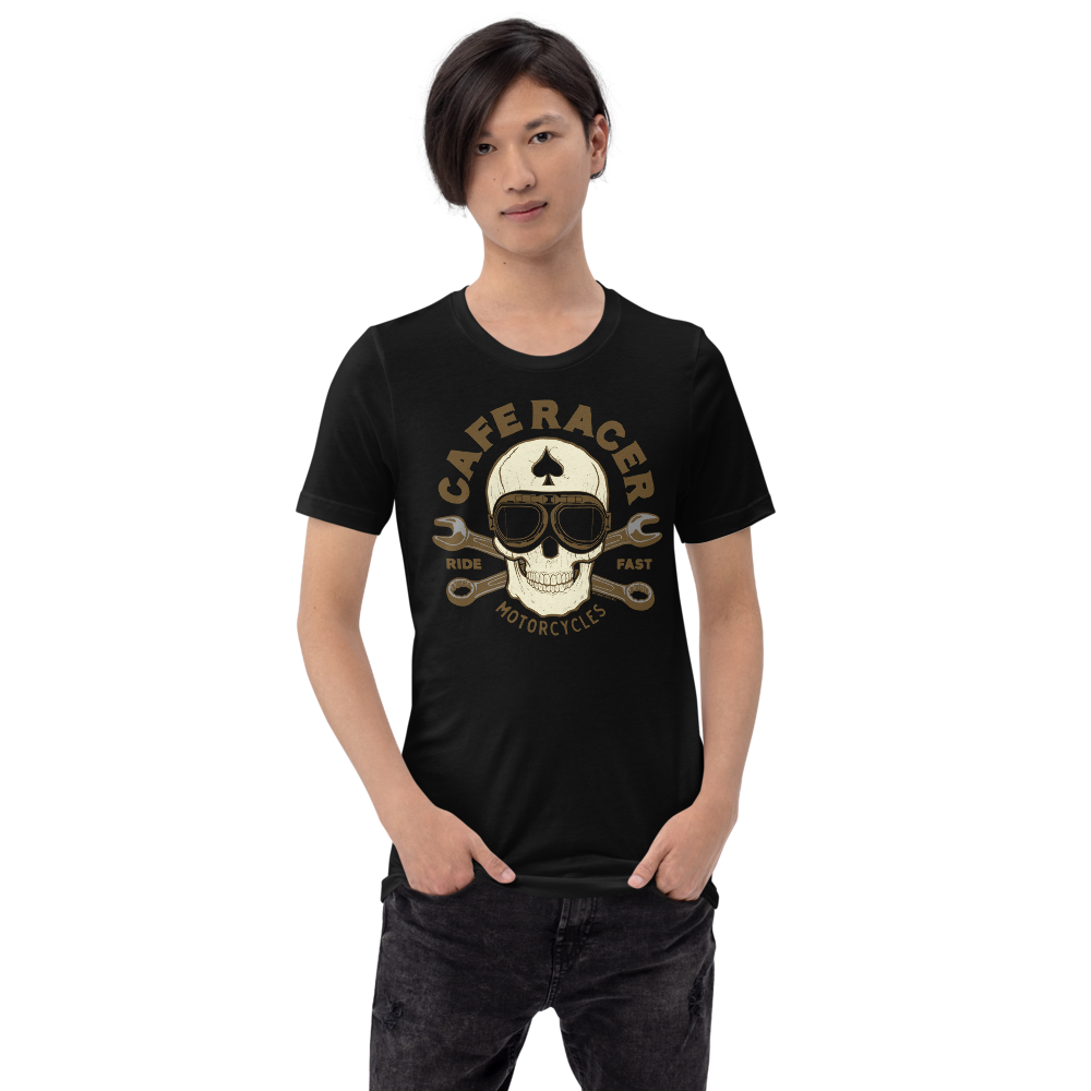 Cafe Racer Ace Skull Motorcycle T-Shirt