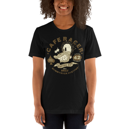 Cafe Racer Flaming Duck Skull Motorcycle T-Shirt