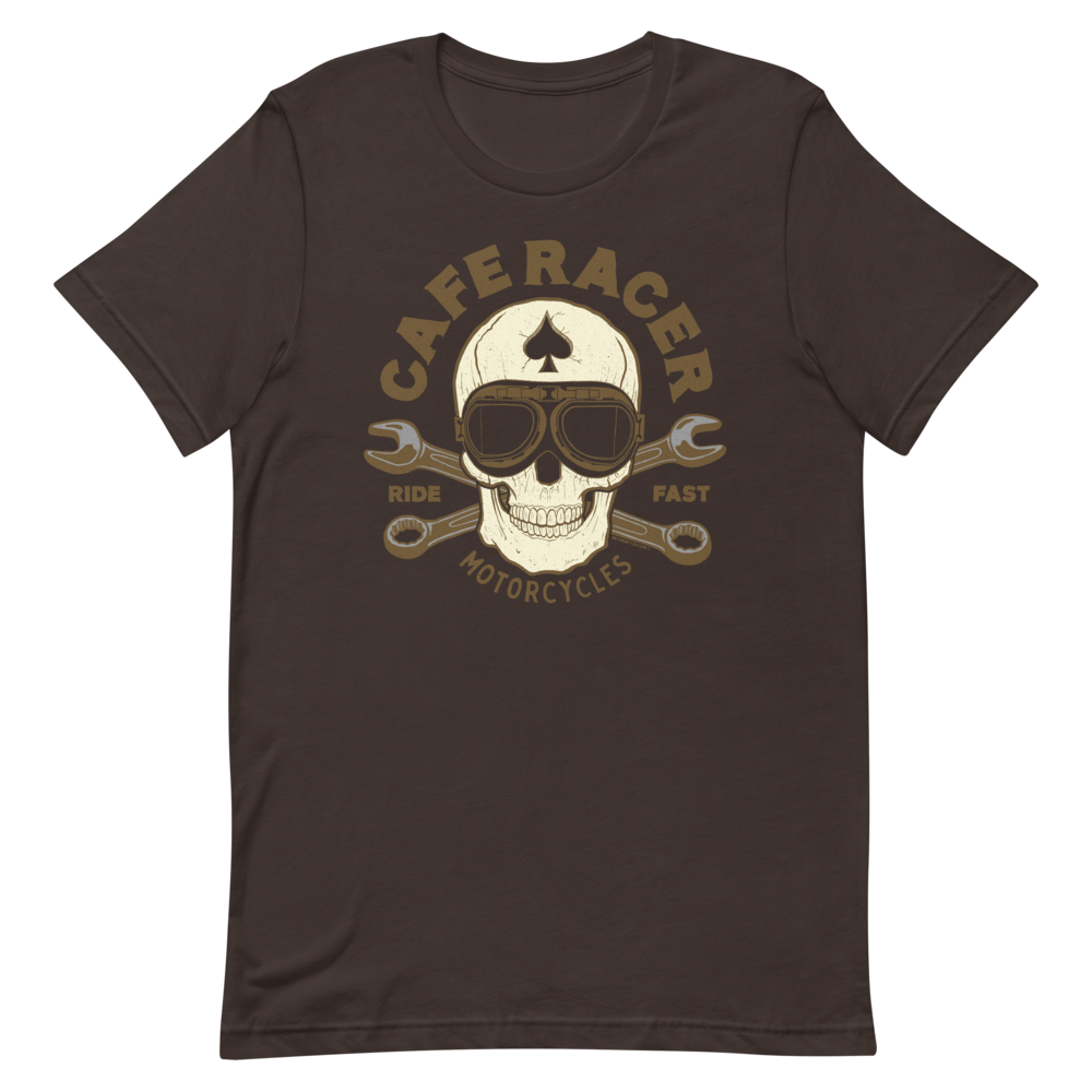 Cafe Racer Ace Skull Motorcycle T-Shirt