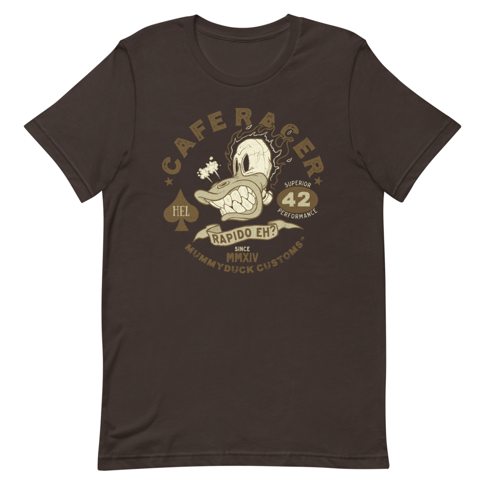 Cafe Racer Flaming Duck Skull Motorcycle T-Shirt