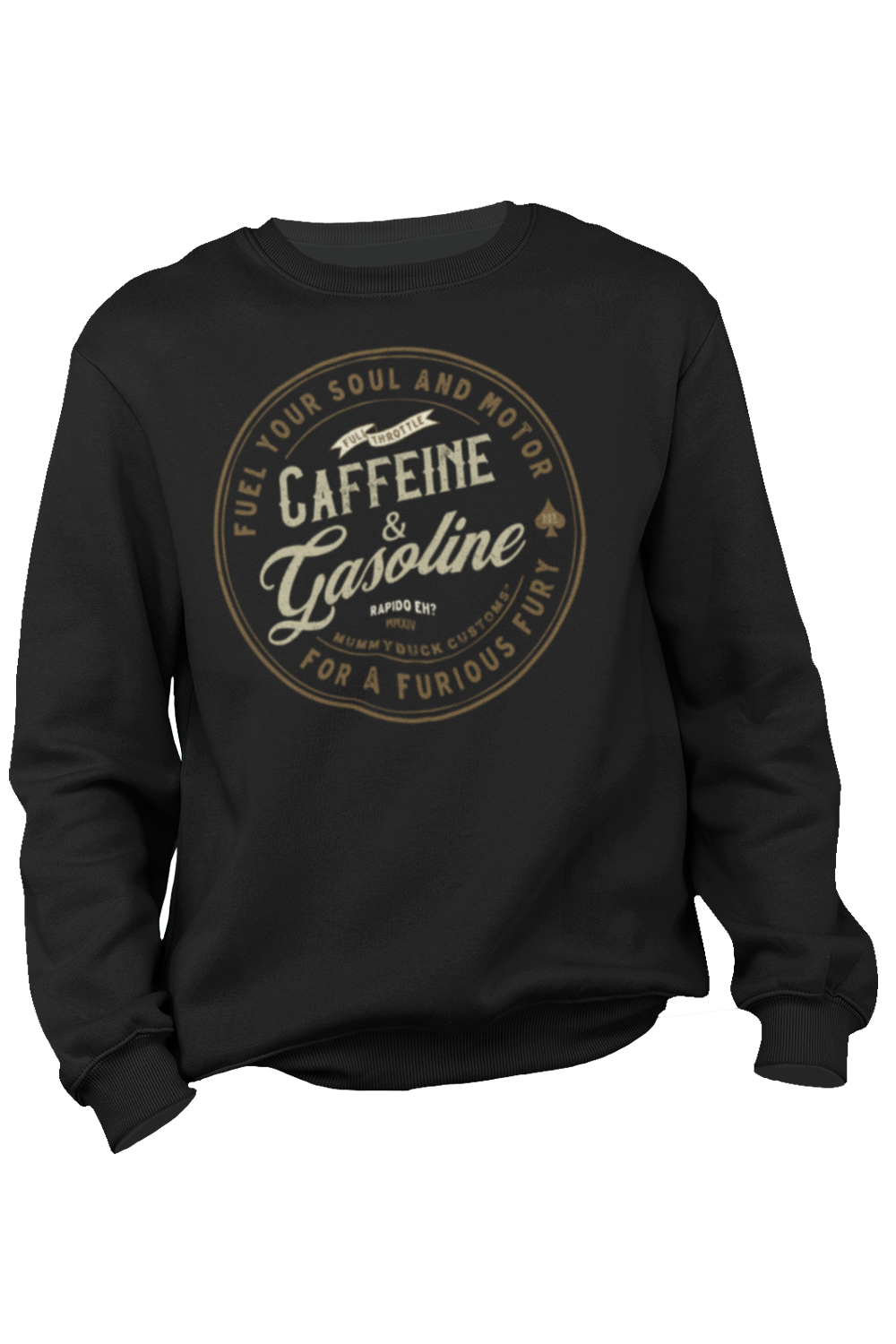 Caffeine and gasoline motorcycle sweatshirt